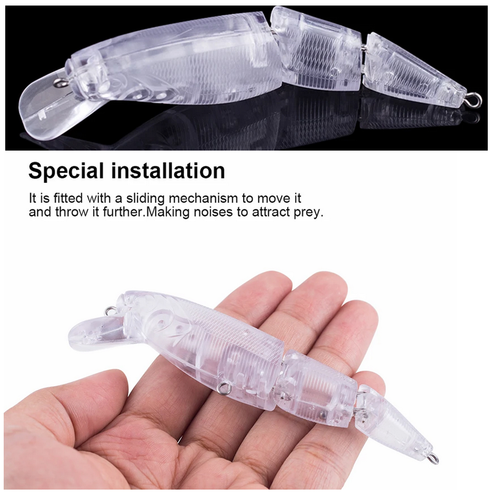 20pcs/Lot Fishing Unpainted Lures Multi-Section Minnows DIY Blank Transparent Bait Embryo 10.5cm 13.1g Rattles Artificial ABS Hard Baits