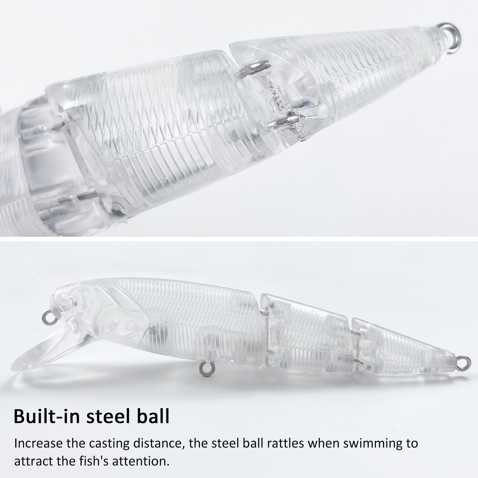 20pcs/Lot Fishing Unpainted Lures Multi-Section Minnows DIY Blank Transparent Bait Embryo 10.5cm 13.1g Rattles Artificial ABS Hard Baits