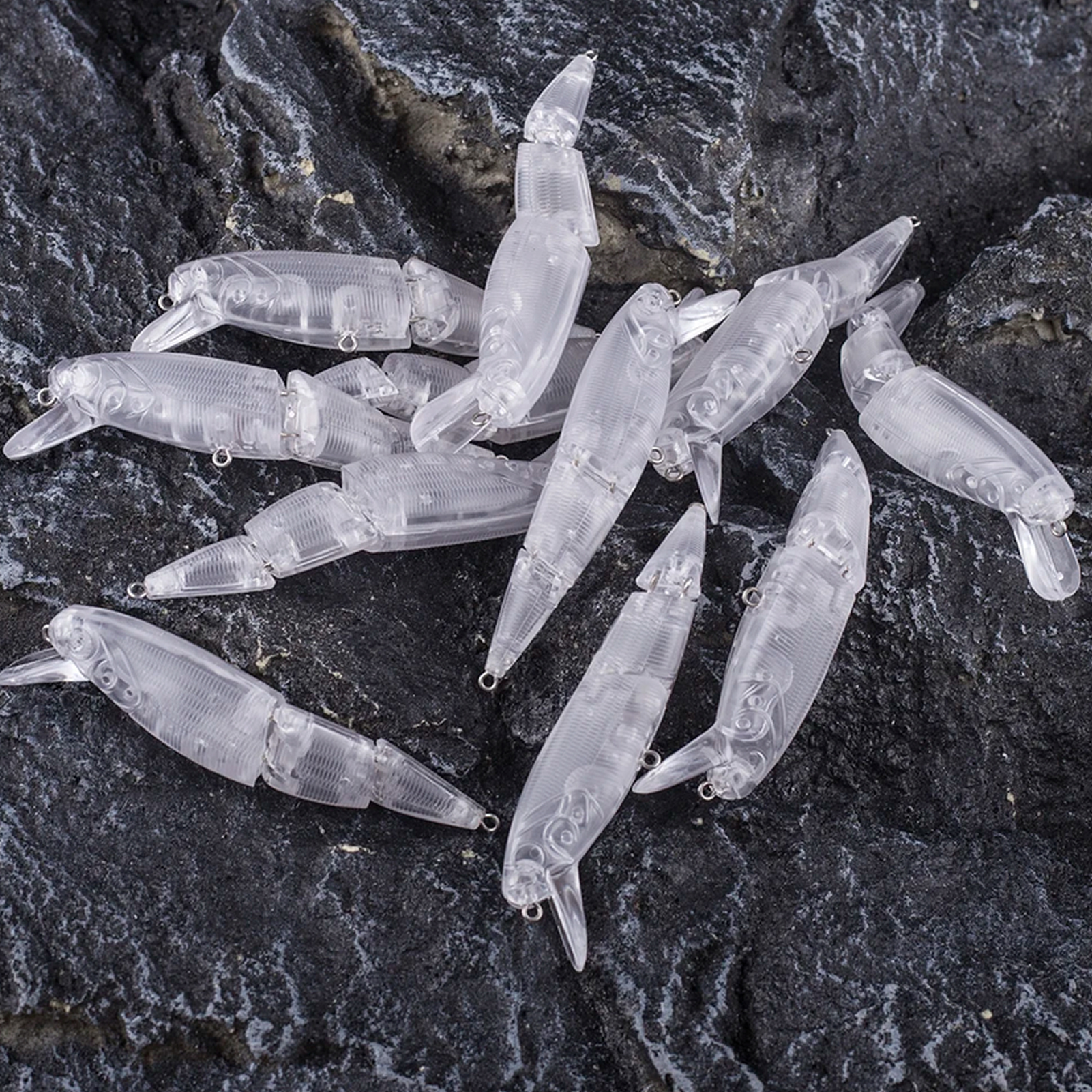 20pcs/Lot Fishing Unpainted Lures Multi-Section Minnows DIY Blank Transparent Bait Embryo 10.5cm 13.1g Rattles Artificial ABS Hard Baits