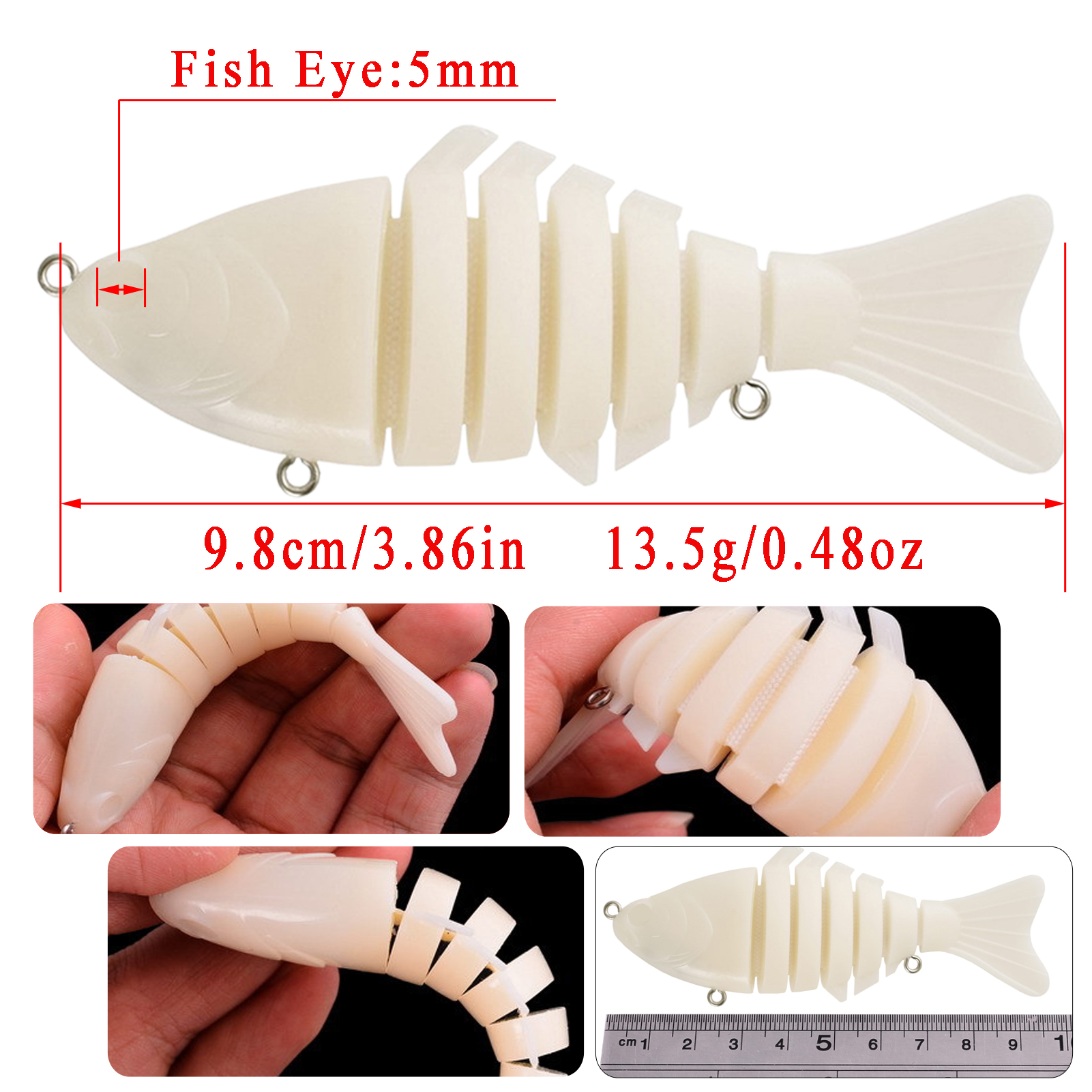 FREE FISHER 10pcs/Lot Multi-Section Fishing Unpainted Lures 9.8cm 13.5g DIY Blank Artificial ABS Hard Baits Rattles Transparent Bait Embryo