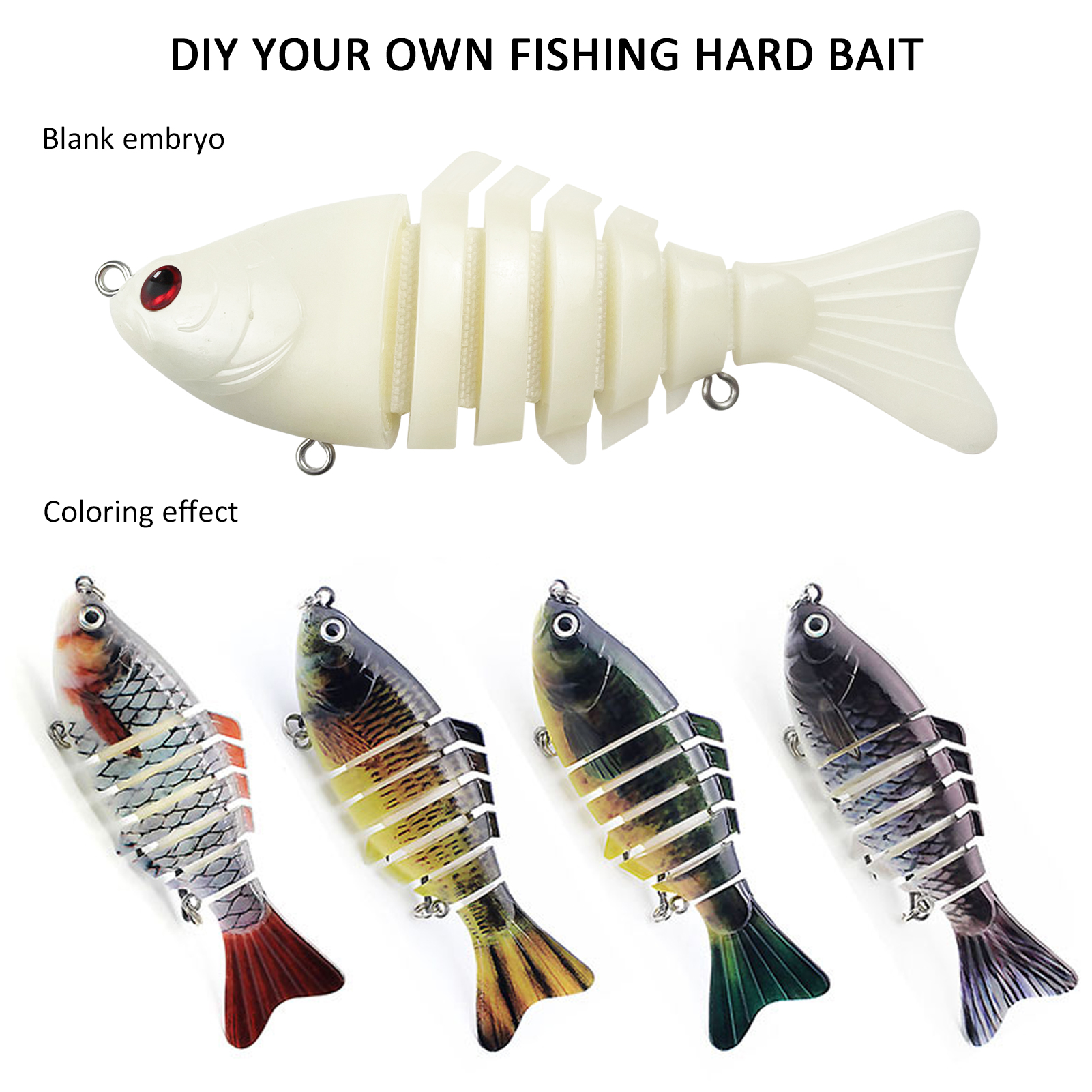 FREE FISHER 10pcs/Lot Multi-Section Fishing Unpainted Lures 9.8cm 13.5g DIY Blank Artificial ABS Hard Baits Rattles Transparent Bait Embryo