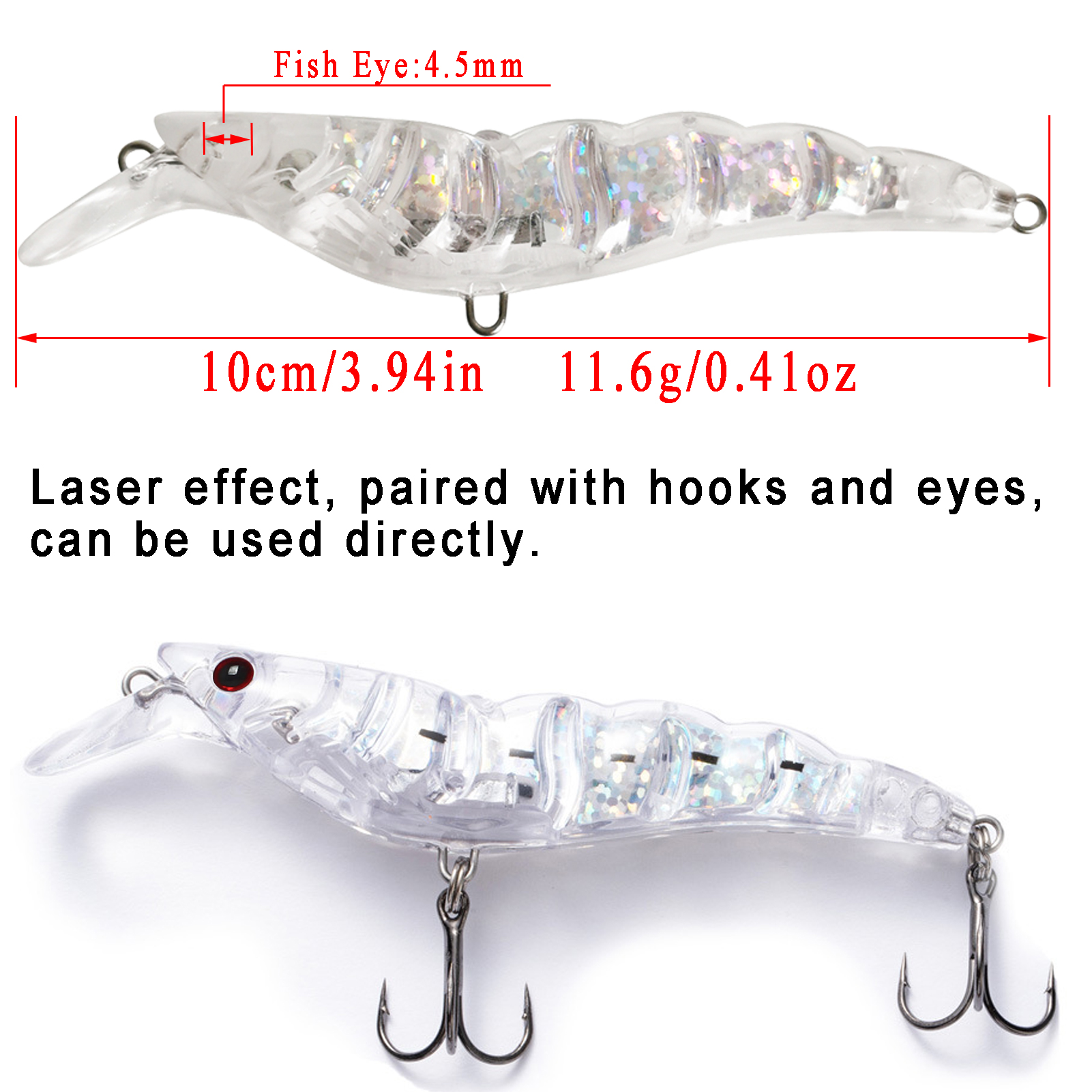 FREE FISHER Laser Fishing Unpainted Lures DIY Blank Pencil Lures 10cm/11.6g ABS Holographic Rattles Clear Artificial Hard Baits(Pack of 20)