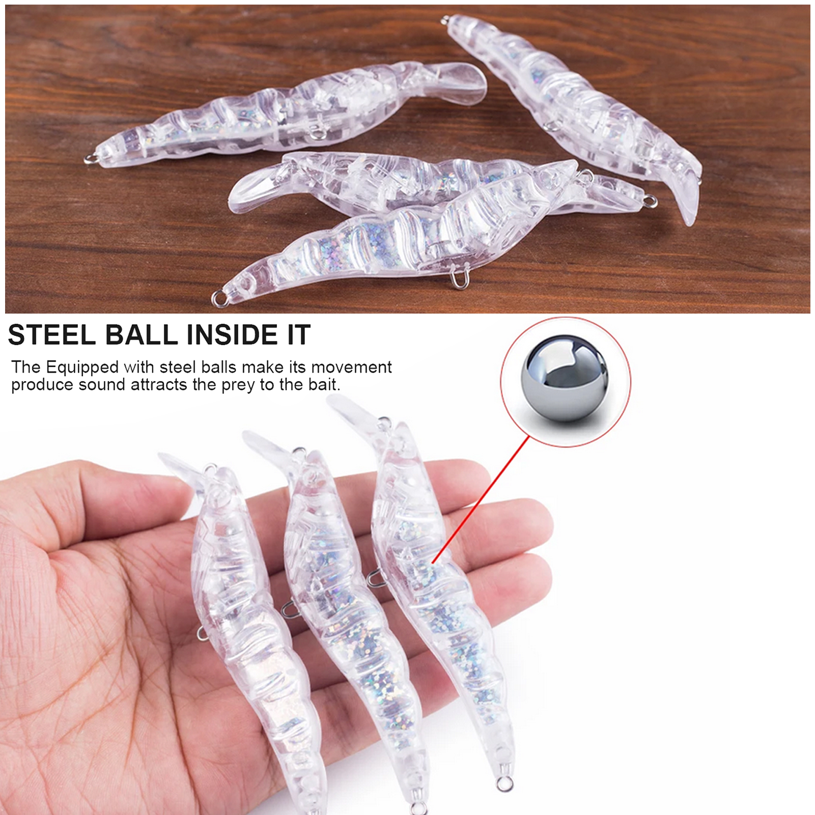 FREE FISHER Laser Fishing Unpainted Lures DIY Blank Pencil Lures 10cm/11.6g ABS Holographic Rattles Clear Artificial Hard Baits(Pack of 20)