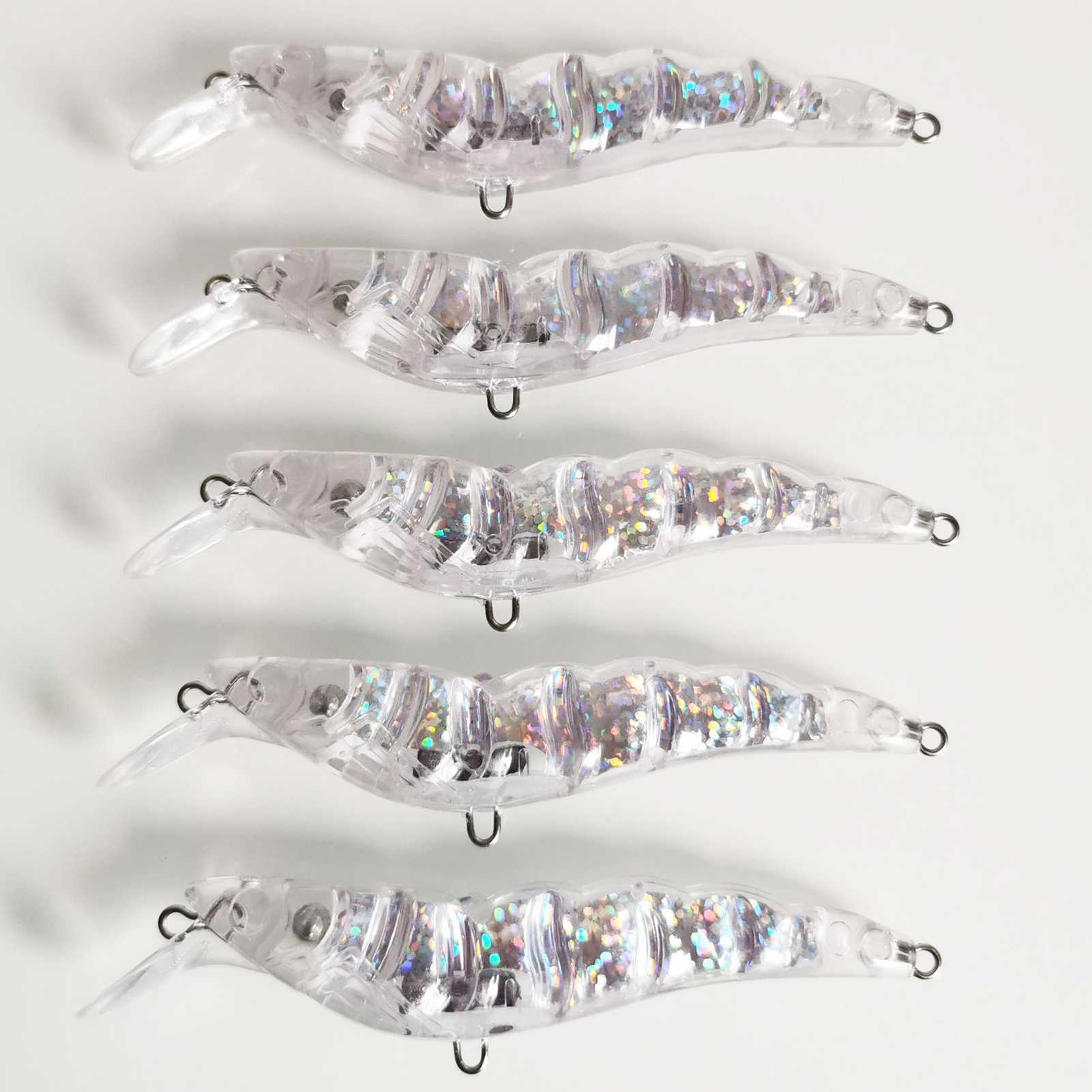 FREE FISHER Laser Fishing Unpainted Lures DIY Blank Pencil Lures 10cm/11.6g ABS Holographic Rattles Clear Artificial Hard Baits(Pack of 20)