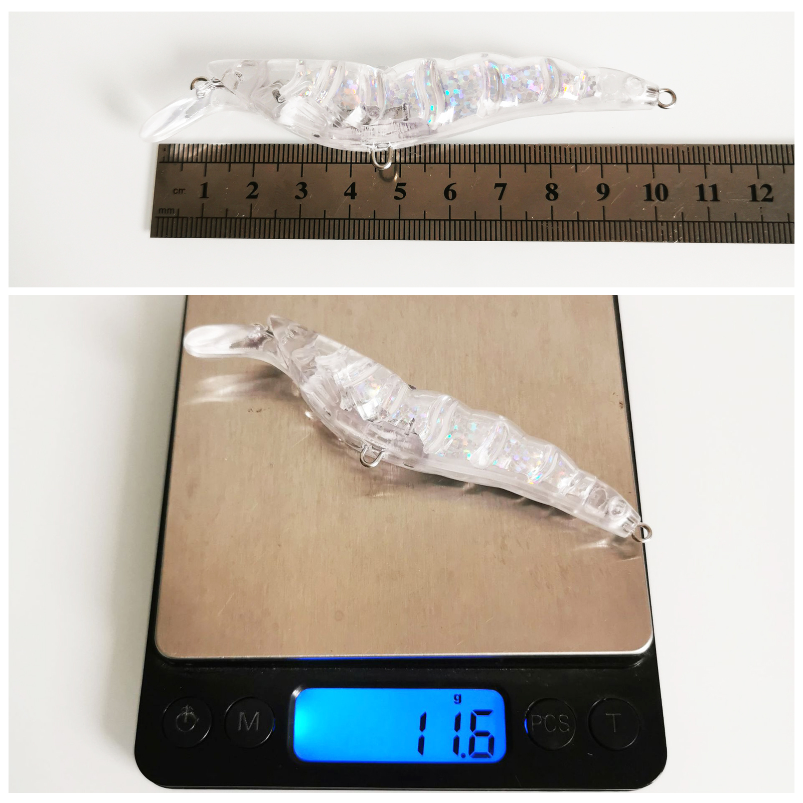 FREE FISHER Laser Fishing Unpainted Lures DIY Blank Pencil Lures 10cm/11.6g ABS Holographic Rattles Clear Artificial Hard Baits(Pack of 20)