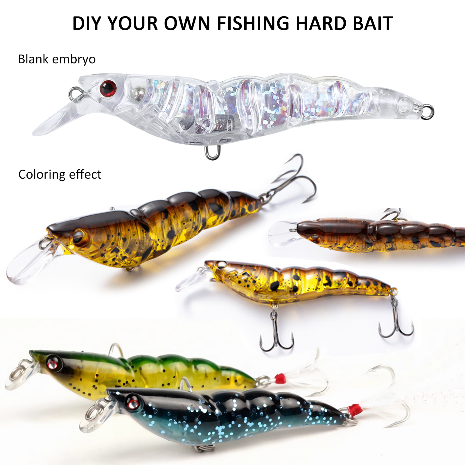 FREE FISHER Laser Fishing Unpainted Lures DIY Blank Pencil Lures 10cm/11.6g ABS Holographic Rattles Clear Artificial Hard Baits(Pack of 20)