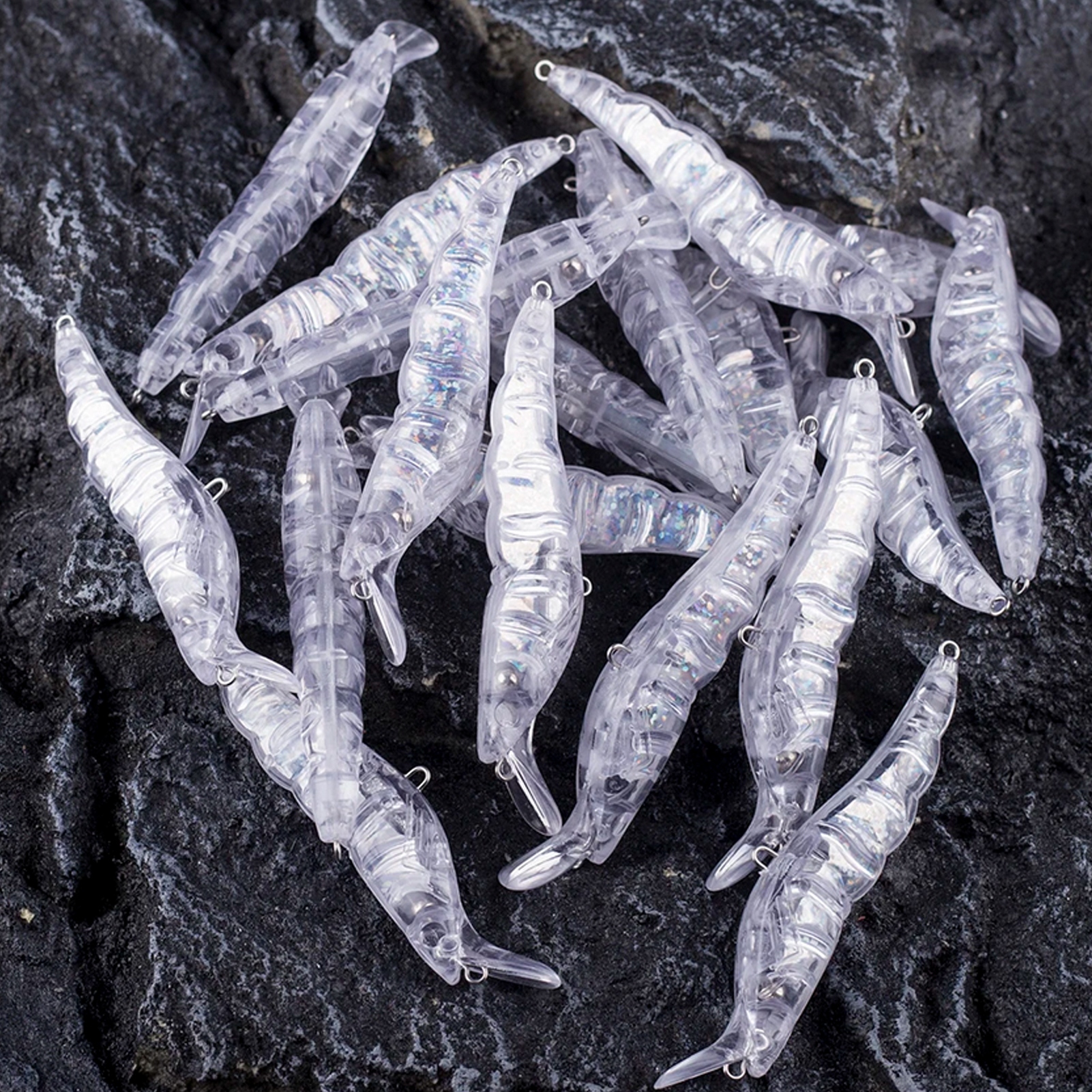 FREE FISHER Laser Fishing Unpainted Lures DIY Blank Pencil Lures 10cm/11.6g ABS Holographic Rattles Clear Artificial Hard Baits(Pack of 20)