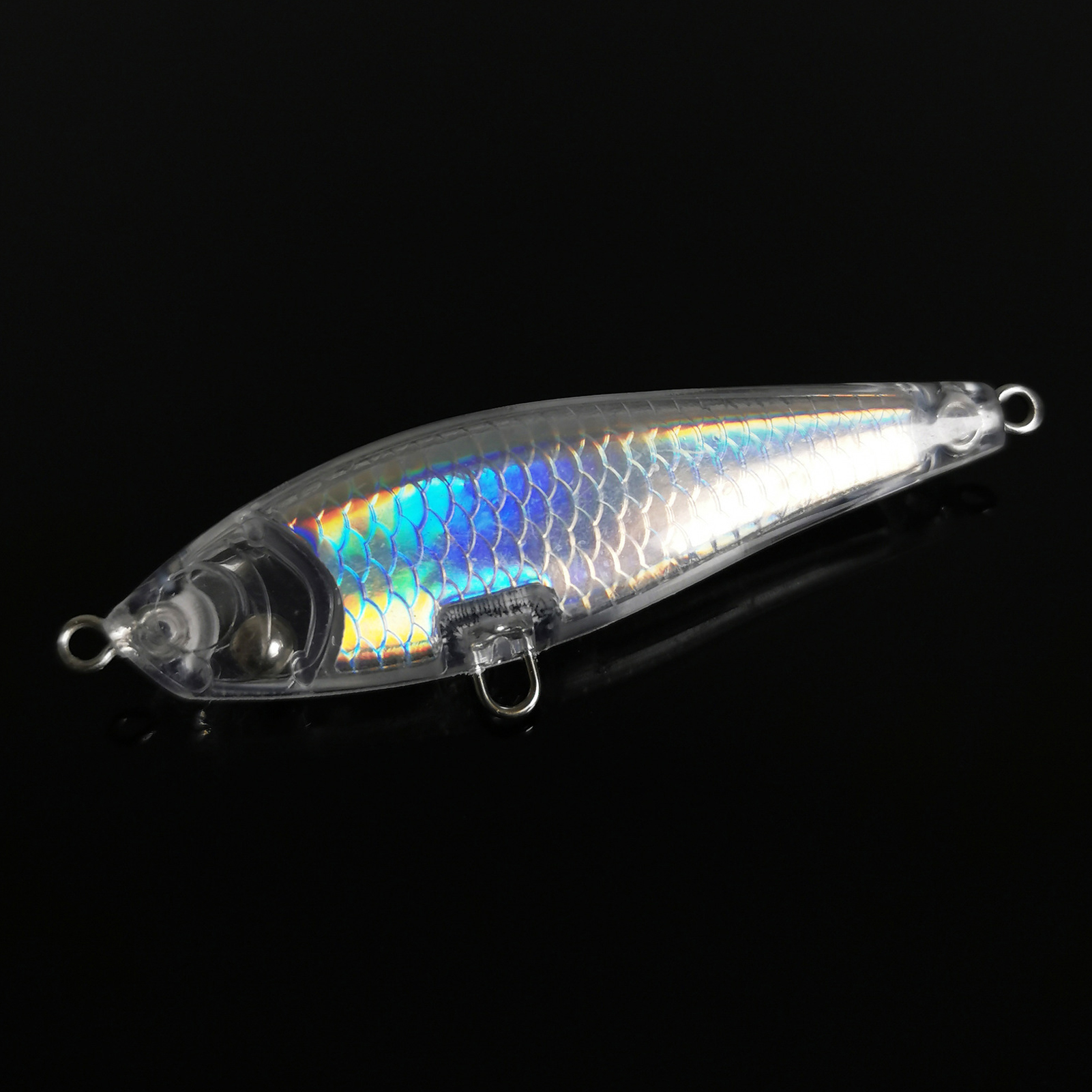 FREE FISHER Fishing Unpainted Lures 20pcs/Lot Laser DIY Blank ABS Holographic Rattles Clear 7.5cm/7g Hard VIB Lures Artificial Crankbaits