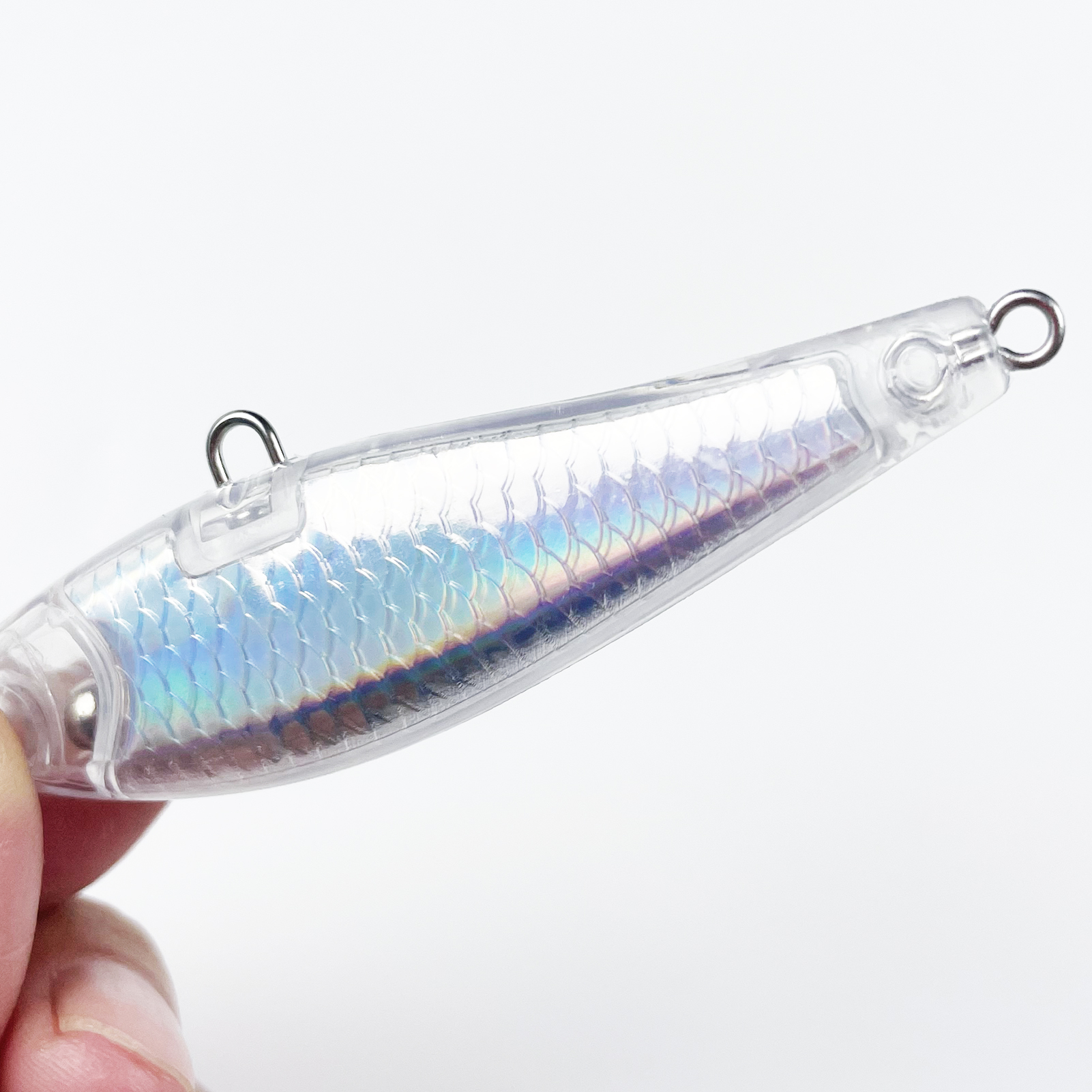 FREE FISHER Fishing Unpainted Lures 20pcs/Lot Laser DIY Blank ABS Holographic Rattles Clear 7.5cm/7g Hard VIB Lures Artificial Crankbaits
