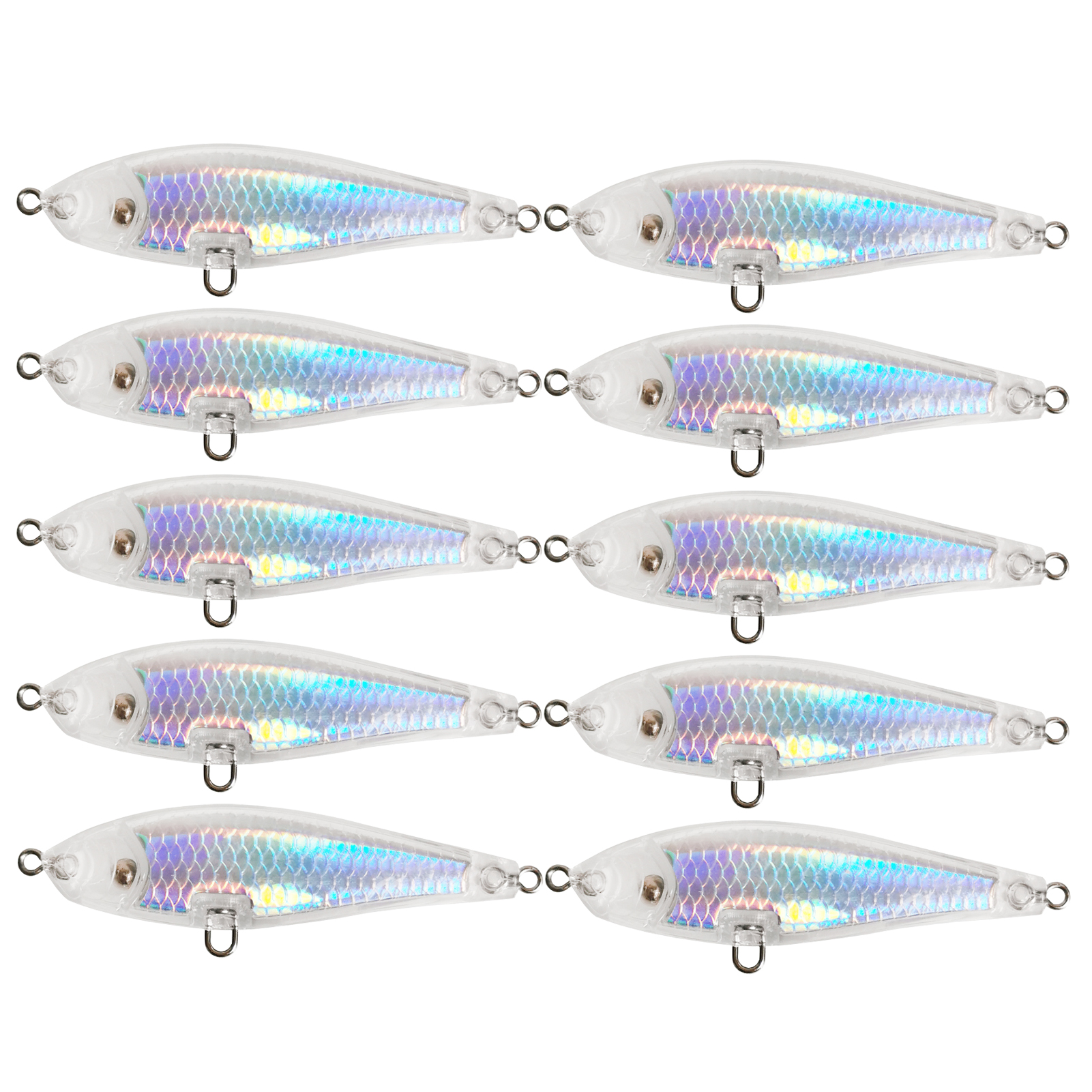 FREE FISHER Fishing Unpainted Lures 20pcs/Lot Laser DIY Blank ABS Holographic Rattles Clear 7.5cm/7g Hard VIB Lures Artificial Crankbaits