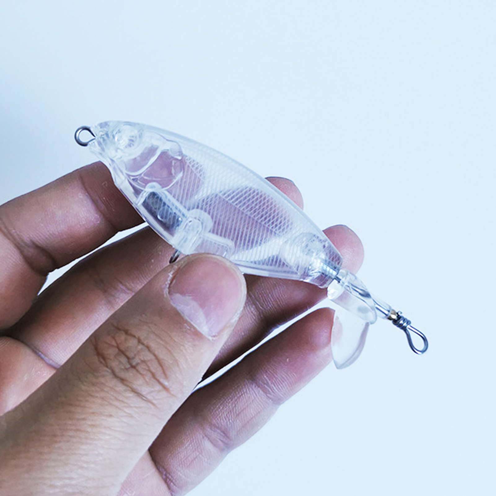 FREE FISHER Unpainted Baist 20pcs/Lot Rotated Tail Splasher Fishing Lures 6.5cm 5g Blanks Baits DIY Clear Lures Topwater Fishing Tackles