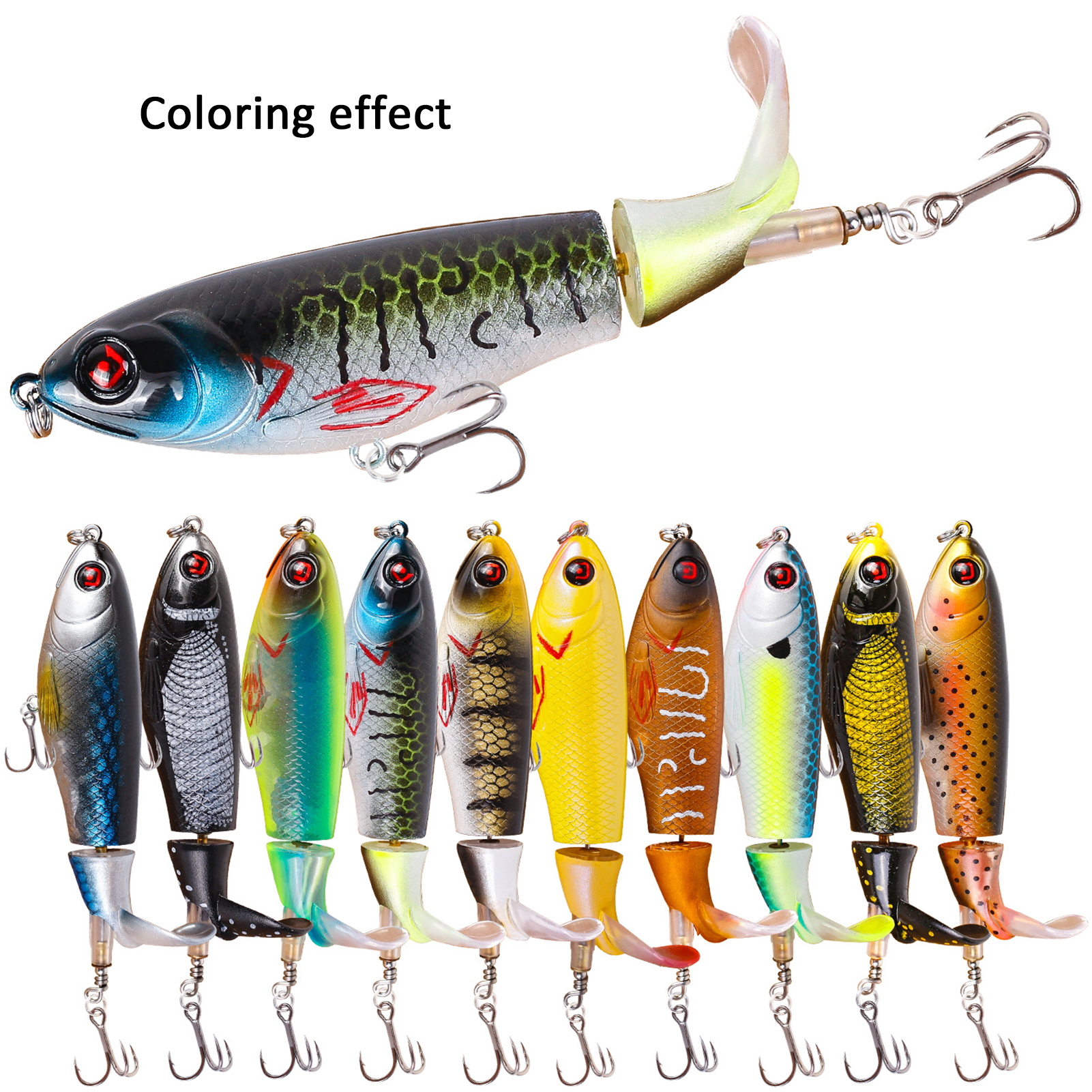 FREE FISHER Unpainted Baist 20pcs/Lot Rotated Tail Splasher Fishing Lures 6.5cm 5g Blanks Baits DIY Clear Lures Topwater Fishing Tackles