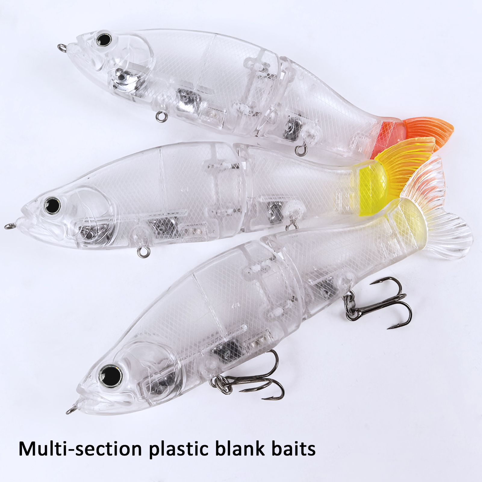 FREE FISHER 3pcs/Lot Unpainted Blank Lures,12.2cm 28.3g Multi-Section Joint Baits,DIY Rattles Artificial Swimbait Glide Lure with Soft Tails