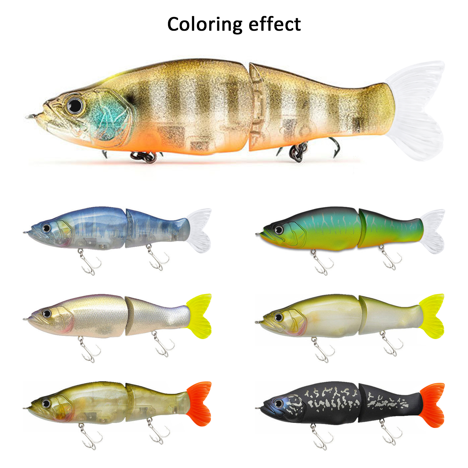 FREE FISHER 3pcs/Lot Unpainted Blank Lures,12.2cm 28.3g Multi-Section Joint Baits,DIY Rattles Artificial Swimbait Glide Lure with Soft Tails