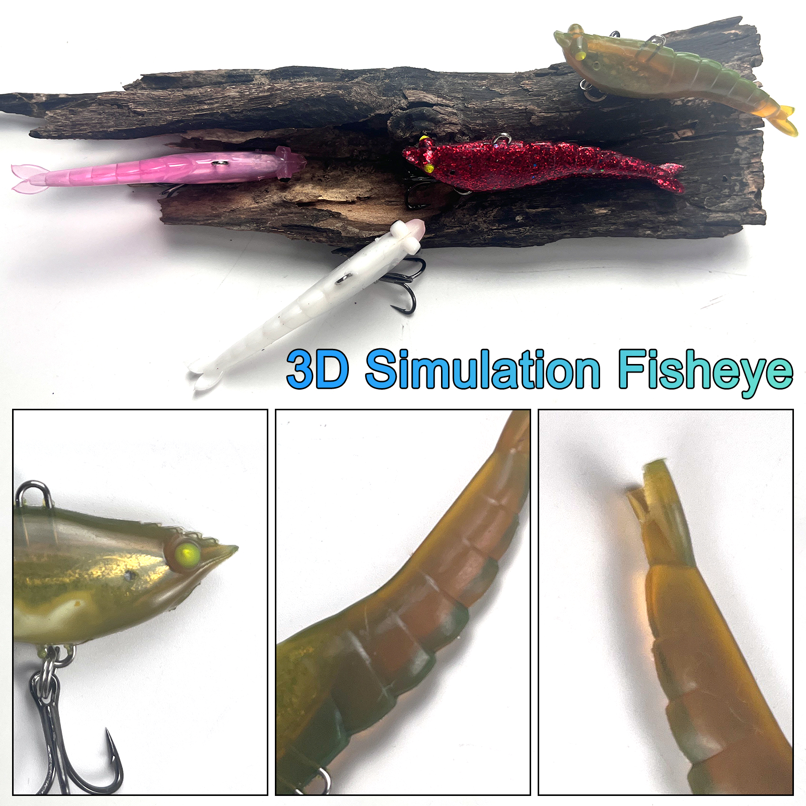 FREE FISHER 6pcs Fishing Soft Baits with Triple Hook 6.5cm 10.8g Realistic Soft Rubber Jig Head Artificial Baits Trolling Swimbaits for Bass