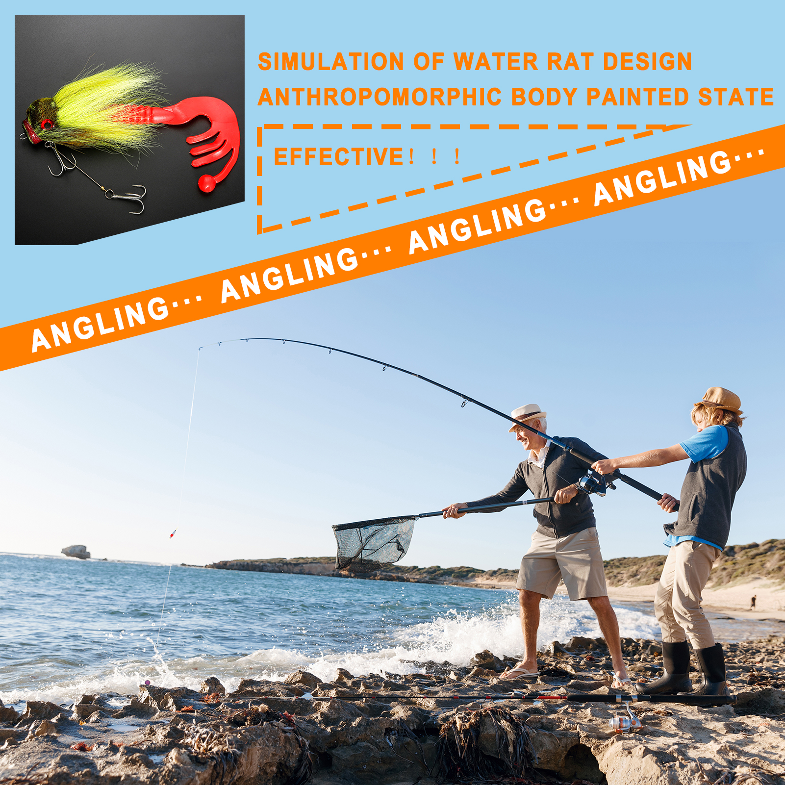 FREE FISHER 1pcs Multi Jointed Swimbait 21.5cm/83g Artificial Bait Fishing Soft Mouse Lure Hooks Saltwater Bucktai Hair Rat Baits for Pike Bass