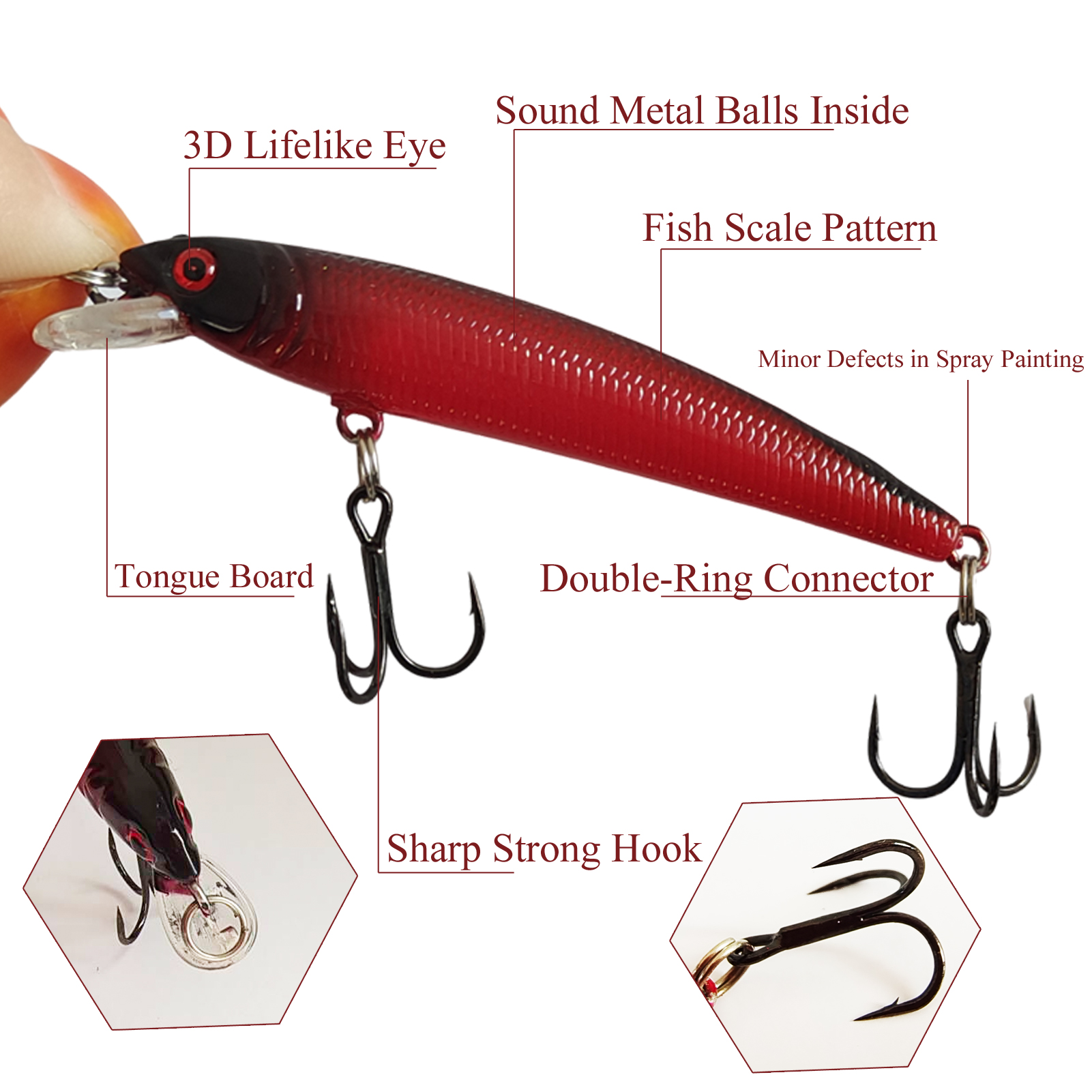 FREE FISHER 43pcs/Lot Fishing Hard Lures Kit,Mixed Minnows,Crankbaits Poppers,Bass Fishing Baits,Simulated Artificial Lures Set