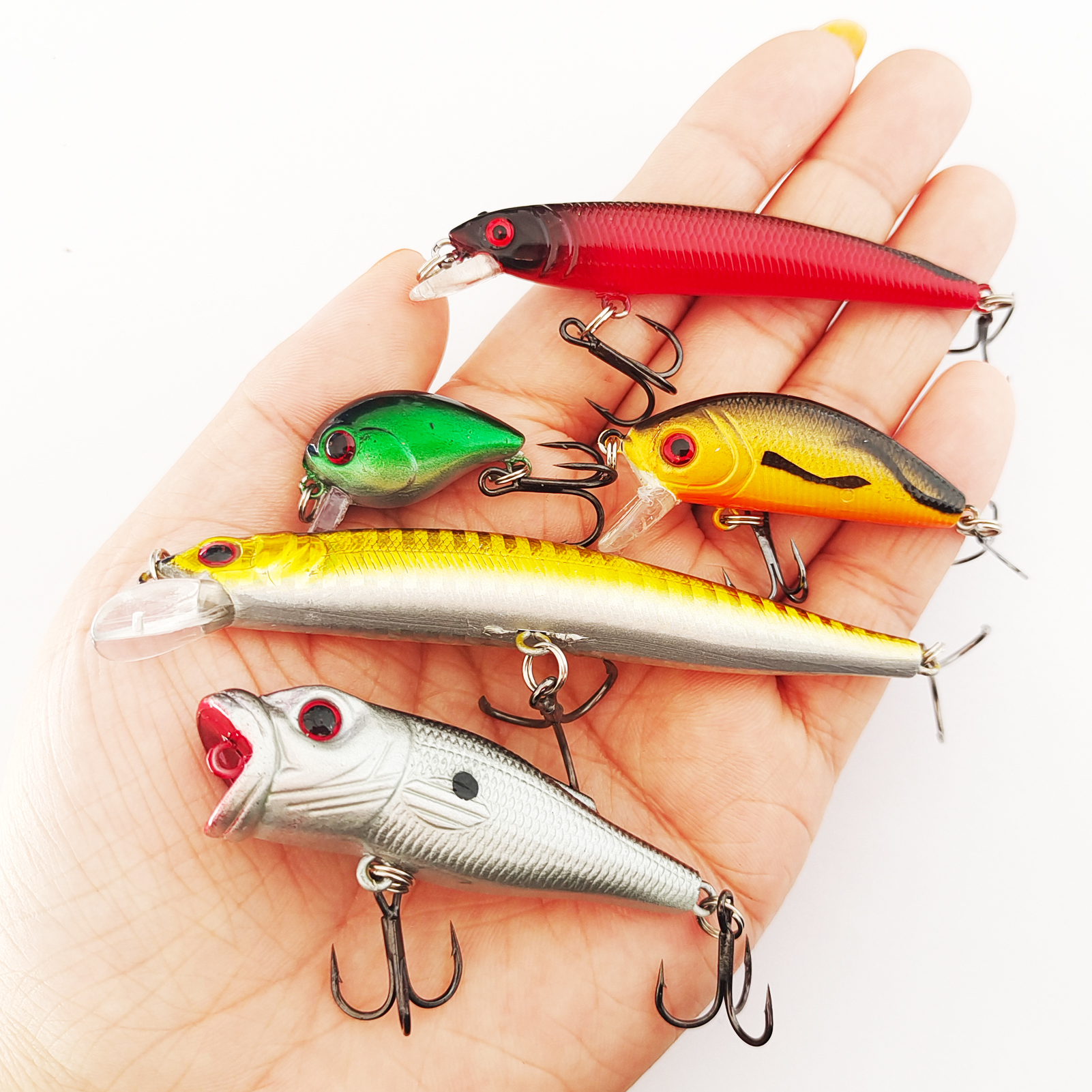 FREE FISHER 43pcs/Lot Fishing Hard Lures Kit,Mixed Minnows,Crankbaits Poppers,Bass Fishing Baits,Simulated Artificial Lures Set