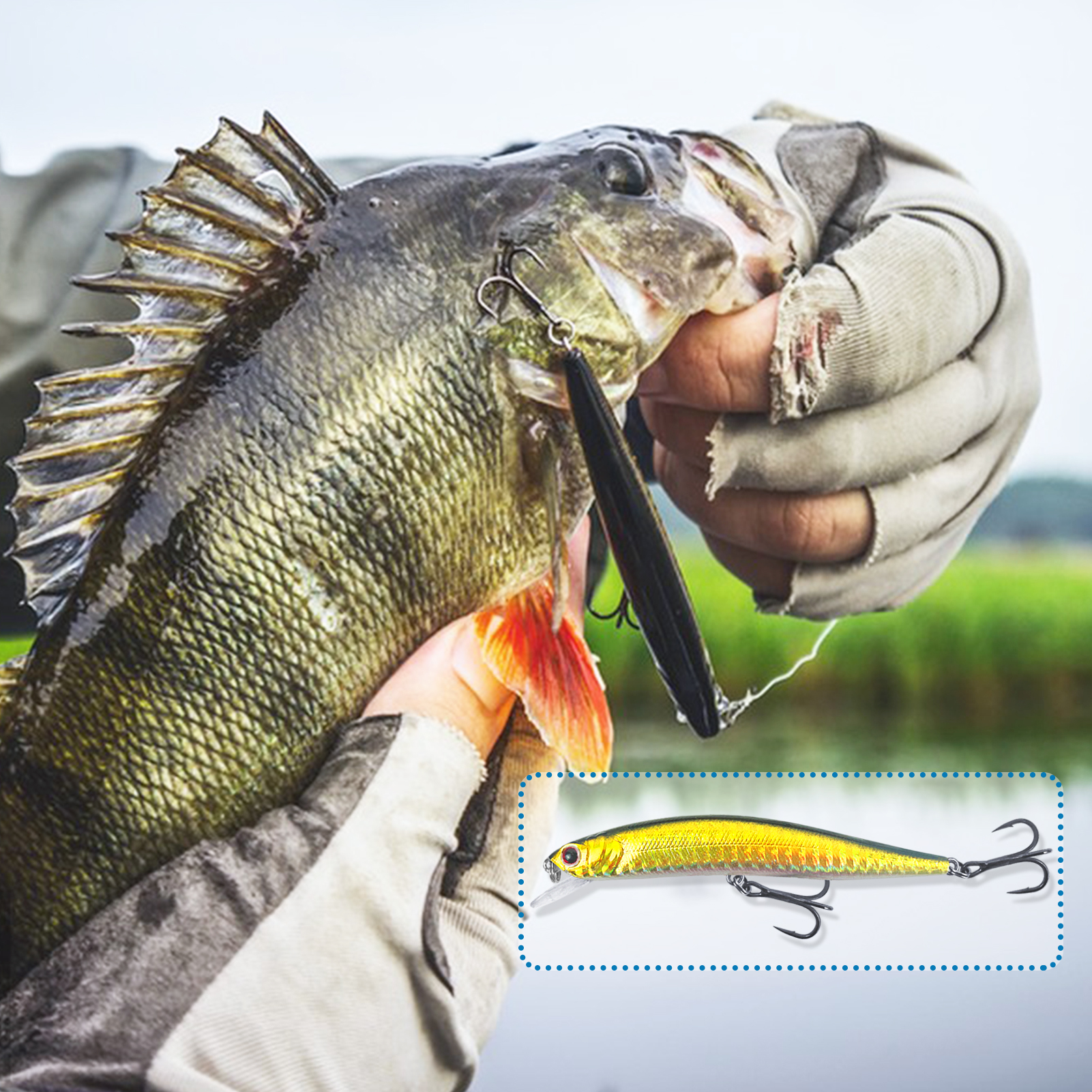 FREE FISHER Fishing Hard Lures Kit,43pcs/Lot Mixed Minnows,Crankbaits Poppers,Bass Fishing Baits,Simulated Artificial Lures Set