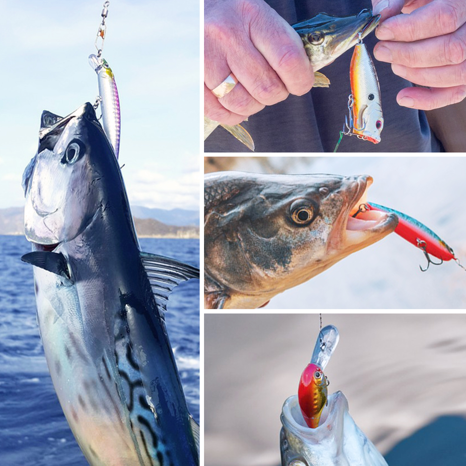 FREE FISHER Fishing Hard Lures Kit,43pcs/Lot Mixed Minnows,Crankbaits Poppers,Bass Fishing Baits,Simulated Artificial Lures Set