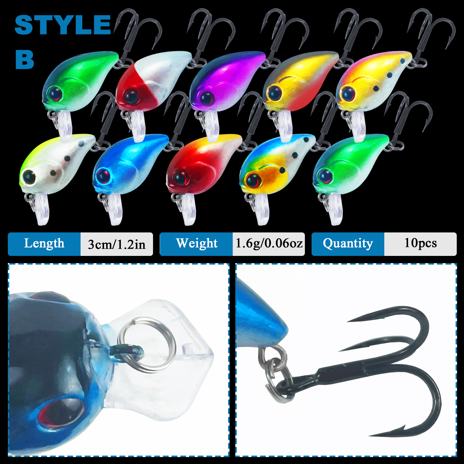 FREE FISHER Fishing Hard Lures Kit,40pcs/Lot Mixed Minnows,Crankbaits Poppers,Bass Fishing Baits,Simulated Artificial Lures Set