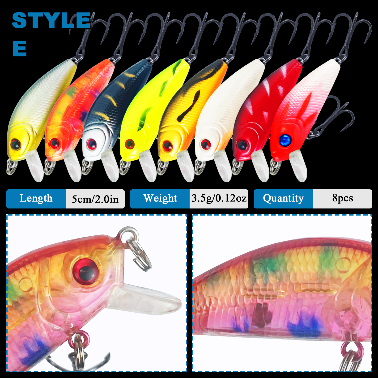 FREE FISHER Fishing Hard Lures Kit,40pcs/Lot Mixed Minnows,Crankbaits Poppers,Bass Fishing Baits,Simulated Artificial Lures Set
