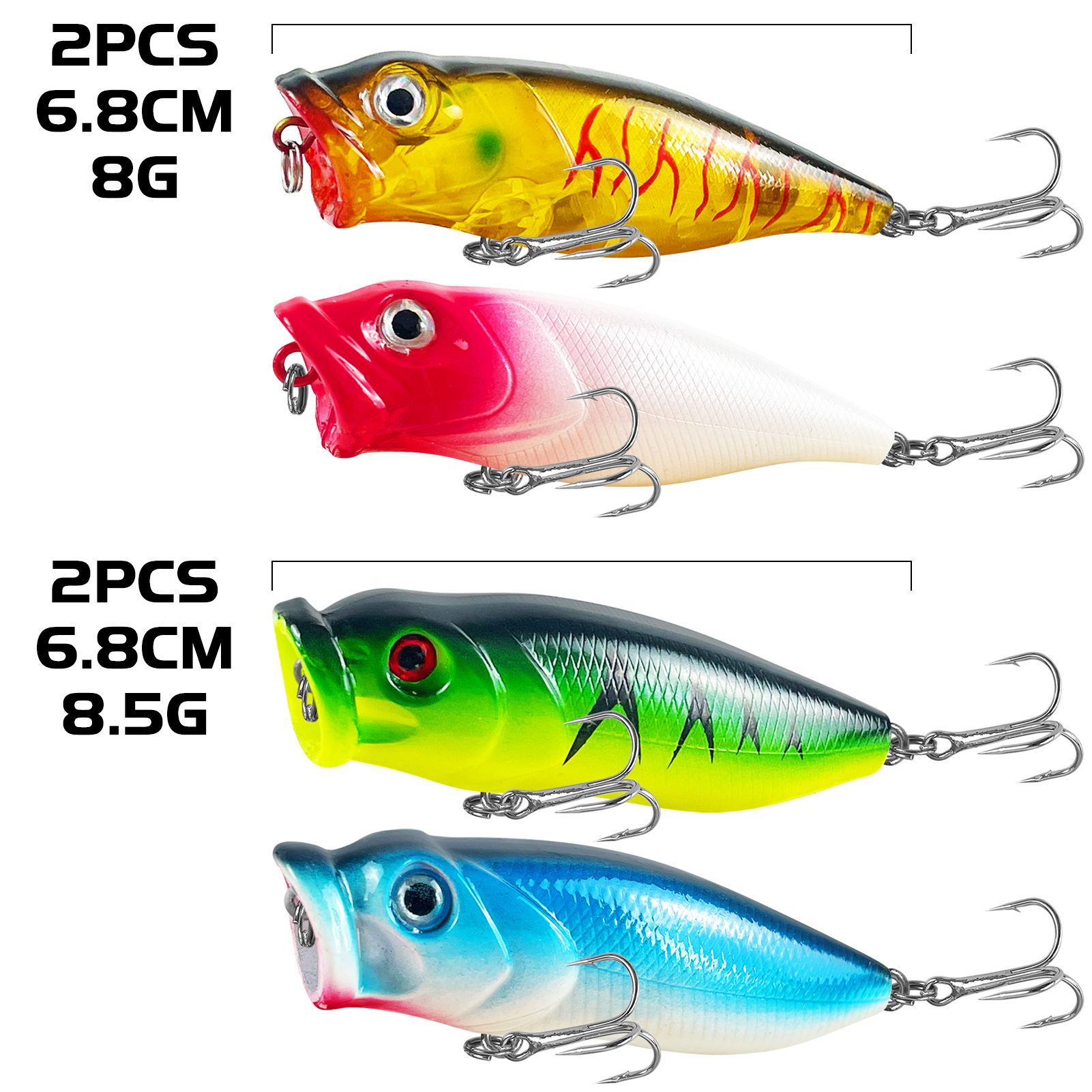 FREE FISHER 20pcs Freshwater Hard Baits Kit,Minnows Poppers,VIB Pencil Lures,Bass Fishing Baits,Simulated Artificial Lures Set