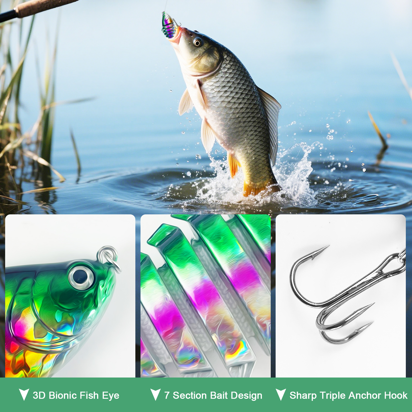 FREE FISHER 5pcs/Lot Fishing Jerkbaits,10cm 15.3g Multi-Section Lure,Bionic Artificial Baits,Multi Jointed Slow Sinking Swimbait