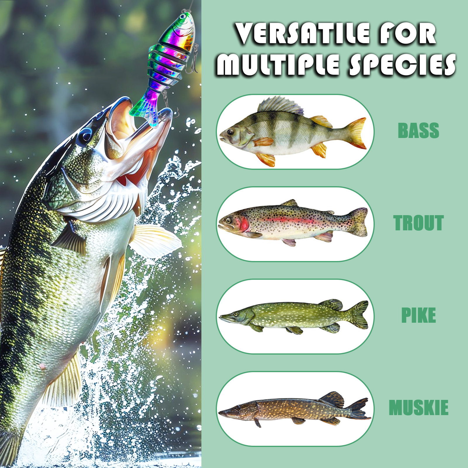 FREE FISHER 5pcs/Lot Fishing Jerkbaits,10cm 15.3g Multi-Section Lure,Bionic Artificial Baits,Multi Jointed Slow Sinking Swimbait