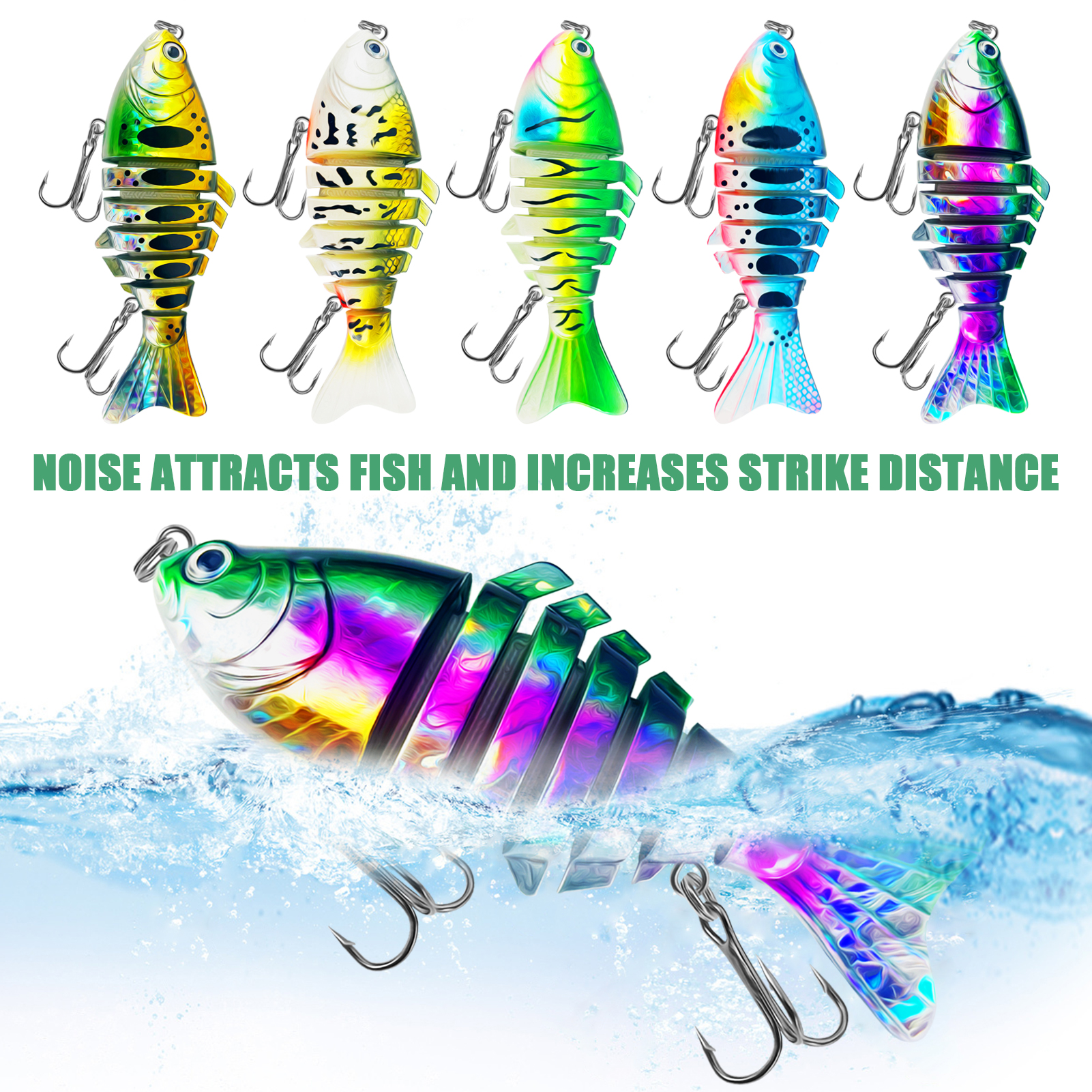 FREE FISHER 5pcs/Lot Fishing Jerkbaits,10cm 15.3g Multi-Section Lure,Bionic Artificial Baits,Multi Jointed Slow Sinking Swimbait