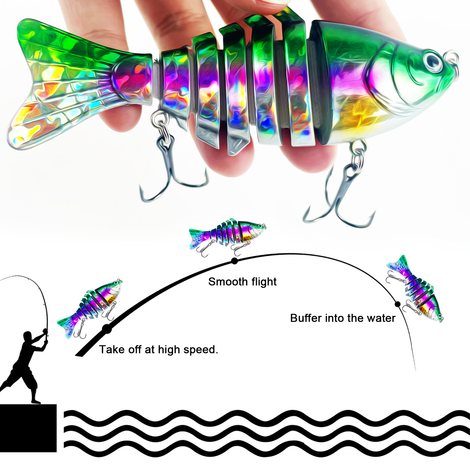 FREE FISHER 5pcs/Lot Fishing Jerkbaits,10cm 15.3g Multi-Section Lure,Bionic Artificial Baits,Multi Jointed Slow Sinking Swimbait
