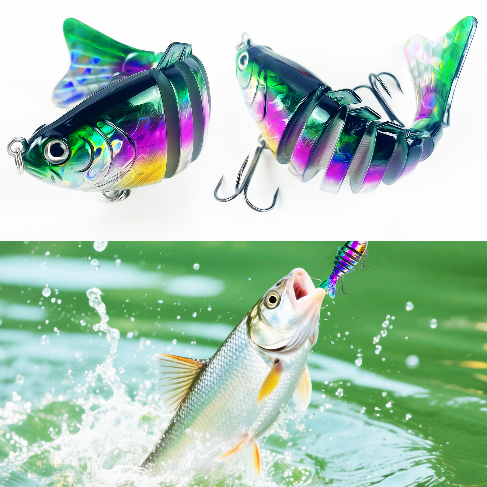 FREE FISHER 5pcs/Lot Fishing Jerkbaits,10cm 15.3g Multi-Section Lure,Bionic Artificial Baits,Multi Jointed Slow Sinking Swimbait