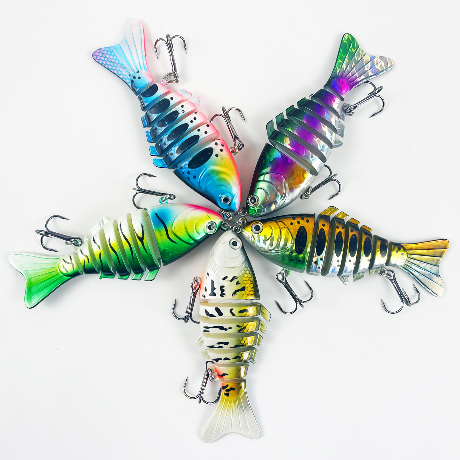 FREE FISHER 5pcs/Lot Fishing Jerkbaits,10cm 15.3g Multi-Section Lure,Bionic Artificial Baits,Multi Jointed Slow Sinking Swimbait