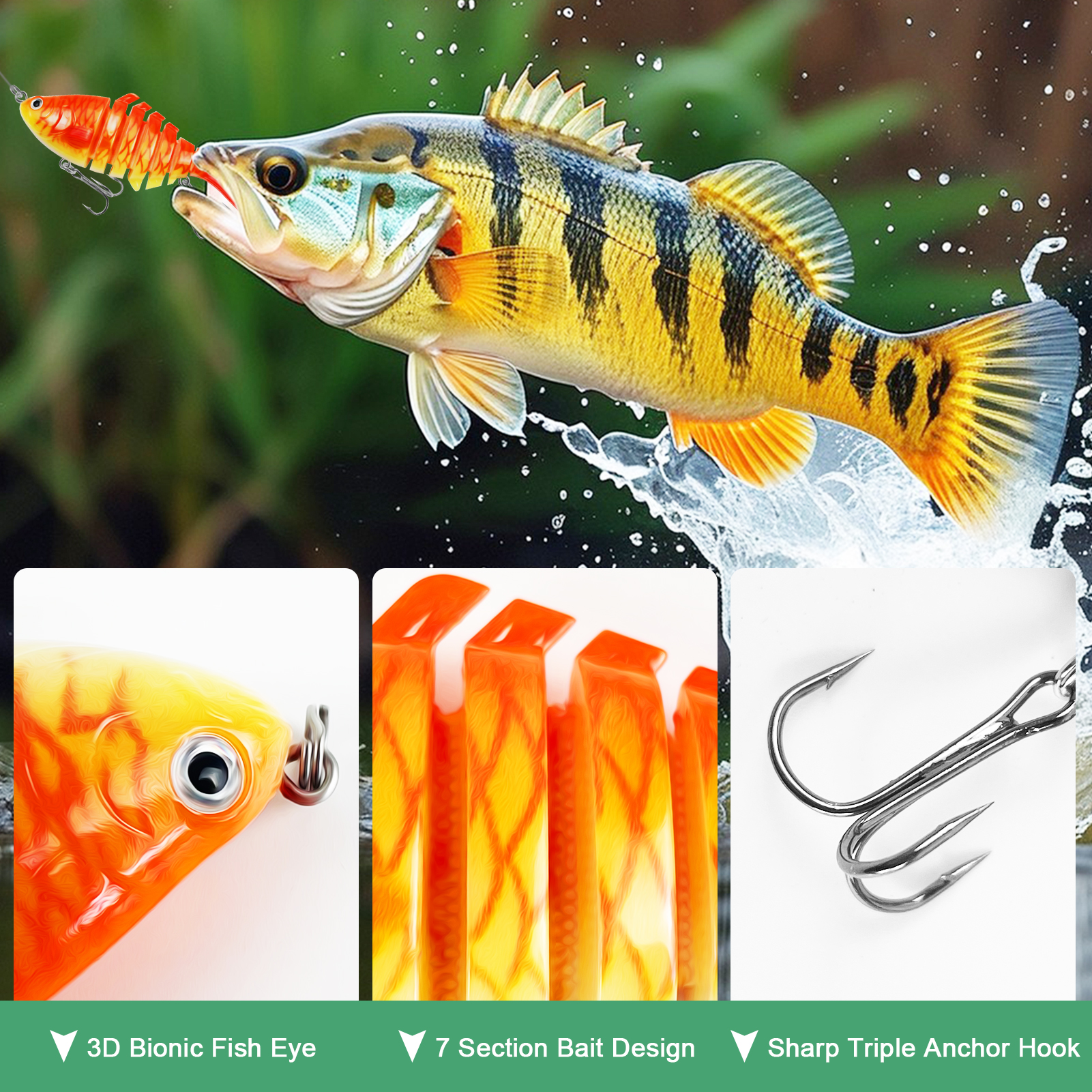 FREE FISHER 5pcs/Lot Fishing Jerkbaits,10cm 15g Multi-Section Lure,Bionic Artificial Baits,Multi Jointed Slow Sinking Swimbaits for Freshwarer/Saltwater