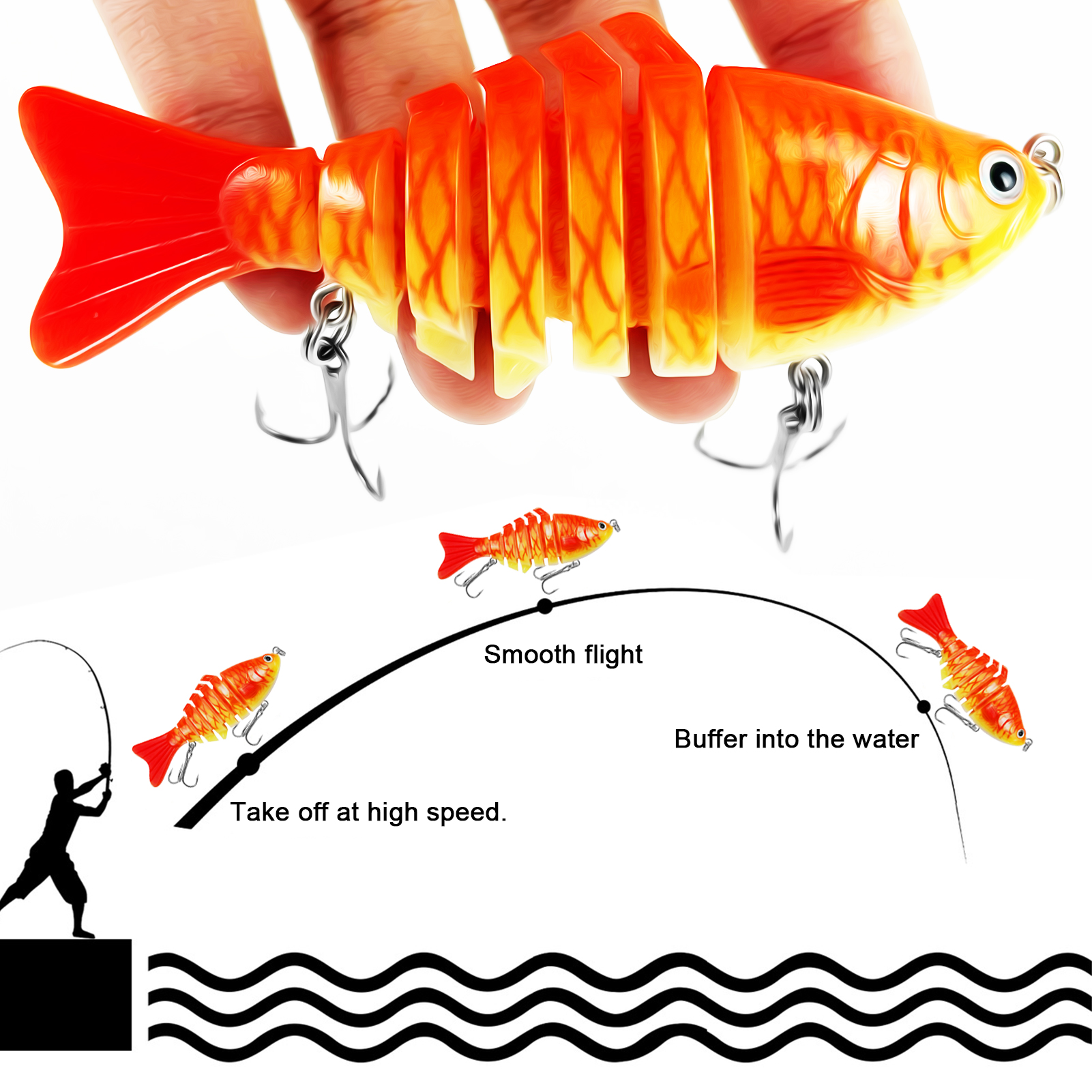 FREE FISHER 5pcs/Lot Fishing Jerkbaits,10cm 15g Multi-Section Lure,Bionic Artificial Baits,Multi Jointed Slow Sinking Swimbaits for Freshwarer/Saltwater