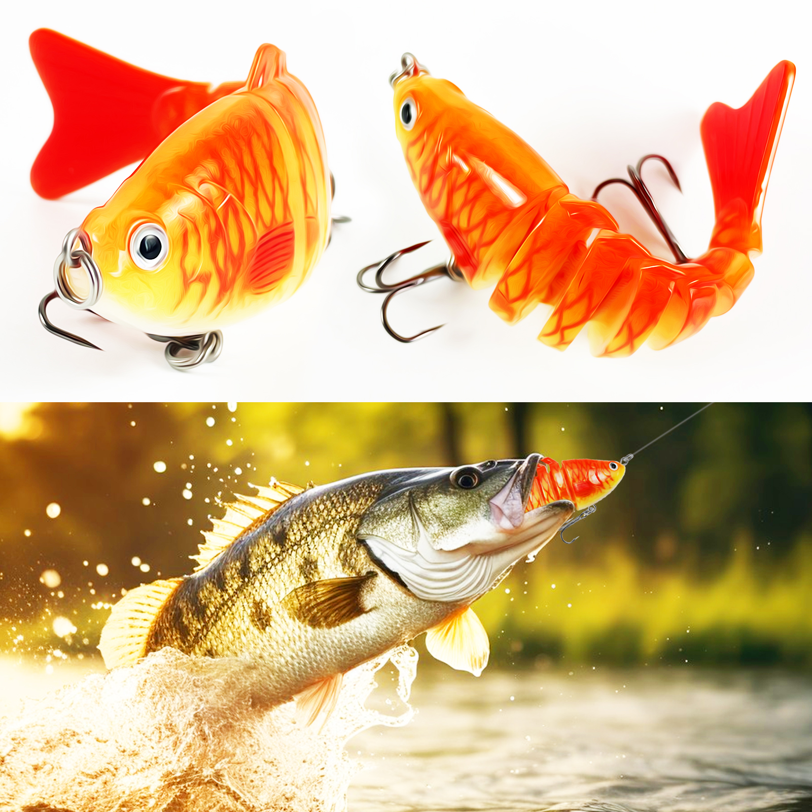 FREE FISHER 5pcs/Lot Fishing Jerkbaits,10cm 15g Multi-Section Lure,Bionic Artificial Baits,Multi Jointed Slow Sinking Swimbaits for Freshwarer/Saltwater
