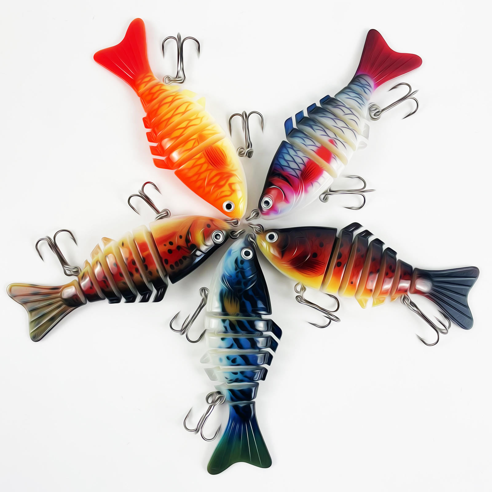 FREE FISHER 5pcs/Lot Fishing Jerkbaits,10cm 15g Multi-Section Lure,Bionic Artificial Baits,Multi Jointed Slow Sinking Swimbaits for Freshwarer/Saltwater