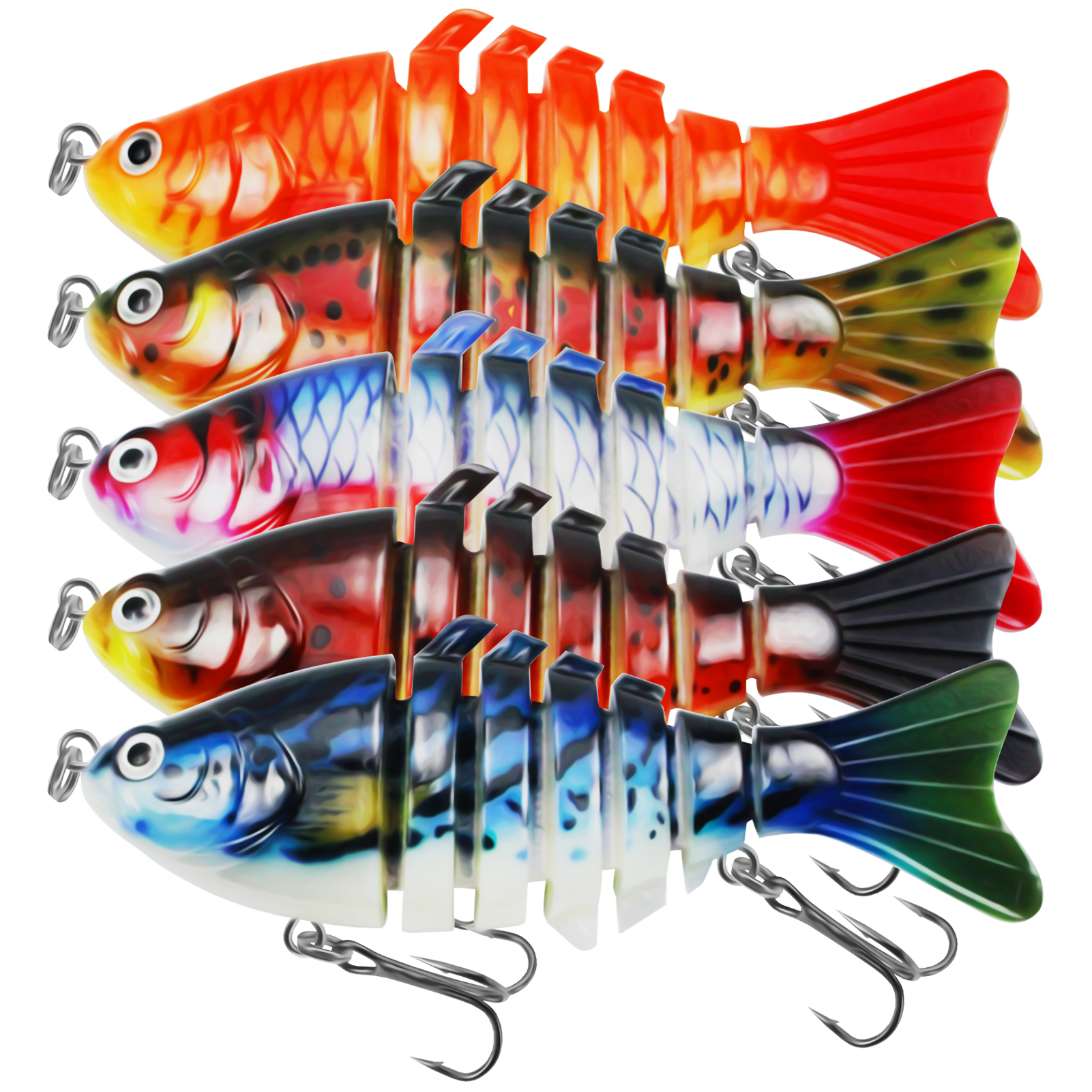 FREE FISHER 5pcs/Lot Fishing Jerkbaits,10cm 15g Multi-Section Lure,Bionic Artificial Baits,Multi Jointed Slow Sinking Swimbaits for Freshwarer/Saltwater