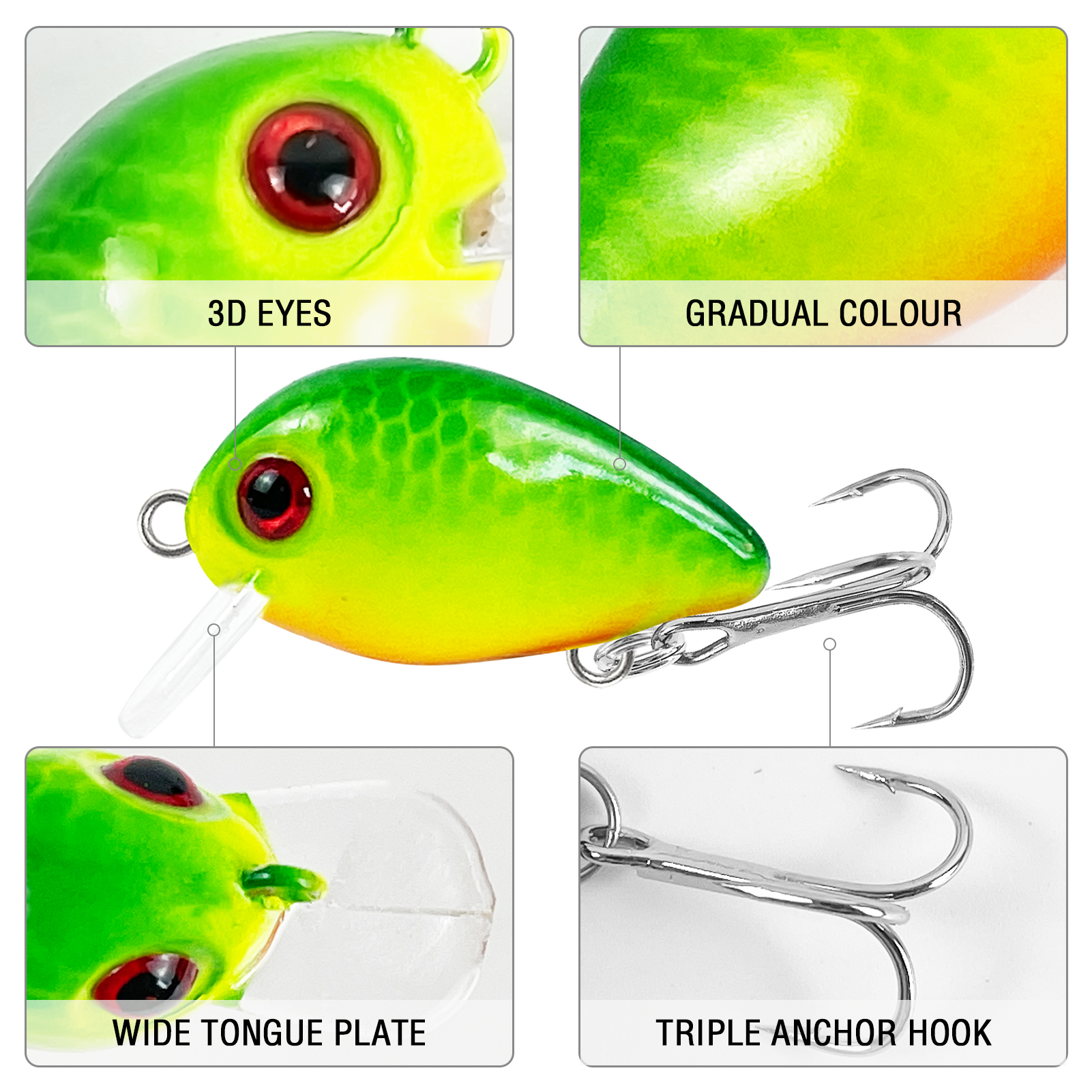 FREE FISHER 6pcs Hard Crankbaits,3cm 2g/1.2inch 0.07oz Topwater Lures Kit,Micro Swimbait,Fishing Artificial Lures for Bass Trout