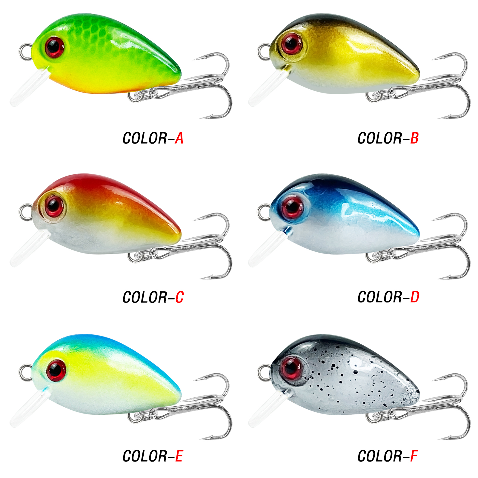 FREE FISHER 6pcs Hard Crankbaits,3cm 2g/1.2inch 0.07oz Topwater Lures Kit,Micro Swimbait,Fishing Artificial Lures for Bass Trout