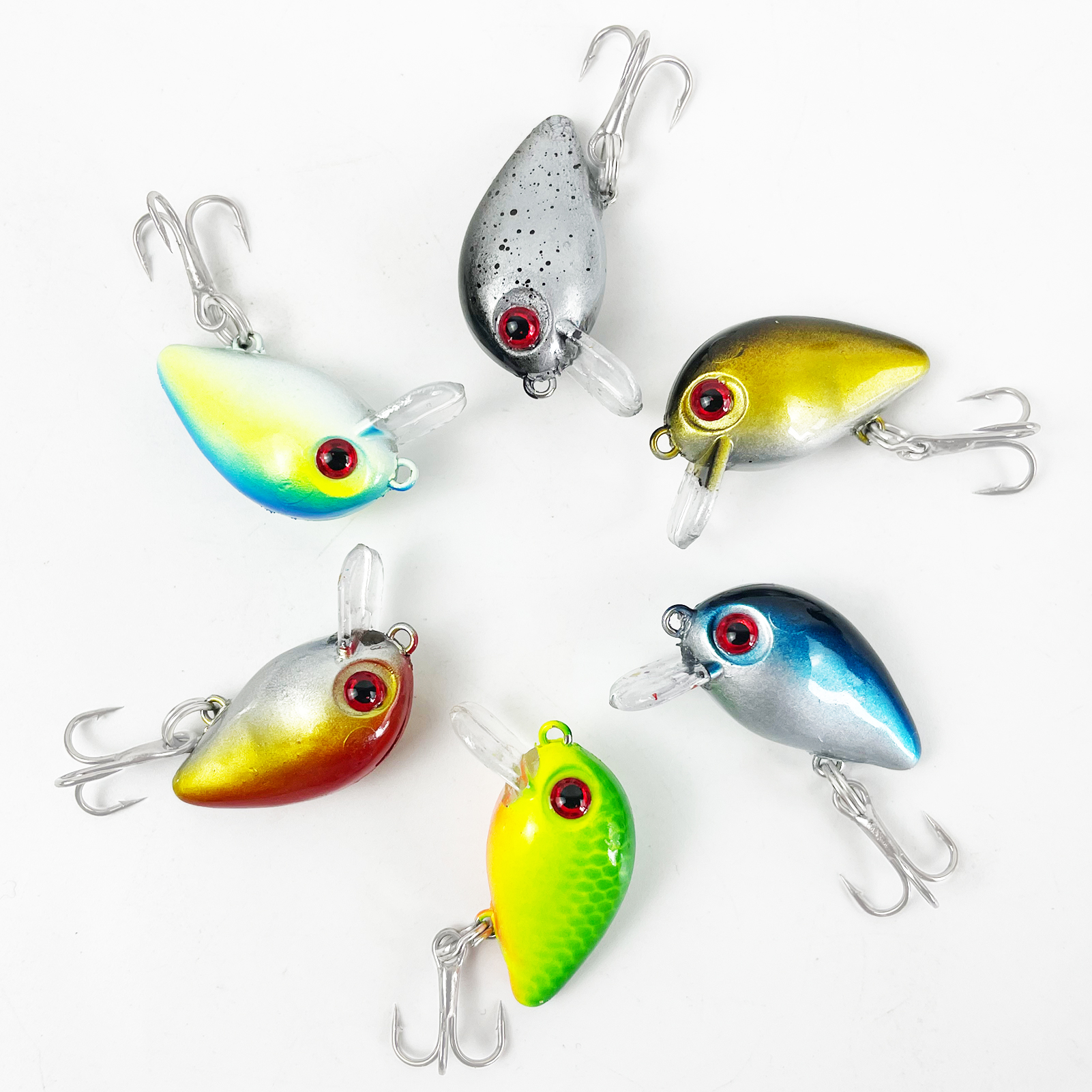 FREE FISHER 6pcs Hard Crankbaits,3cm 2g/1.2inch 0.07oz Topwater Lures Kit,Micro Swimbait,Fishing Artificial Lures for Bass Trout
