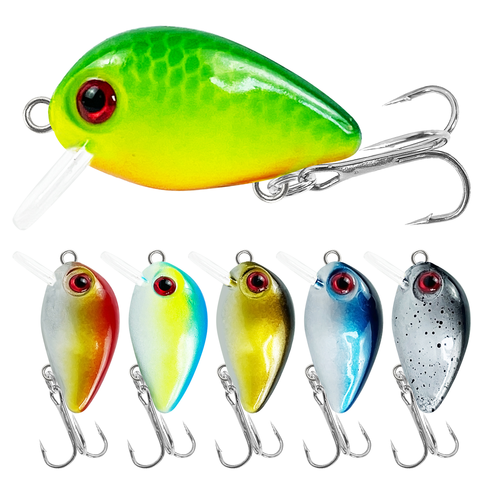 FREE FISHER 6pcs Hard Crankbaits,3cm 2g/1.2inch 0.07oz Topwater Lures Kit,Micro Swimbait,Fishing Artificial Lures for Bass Trout