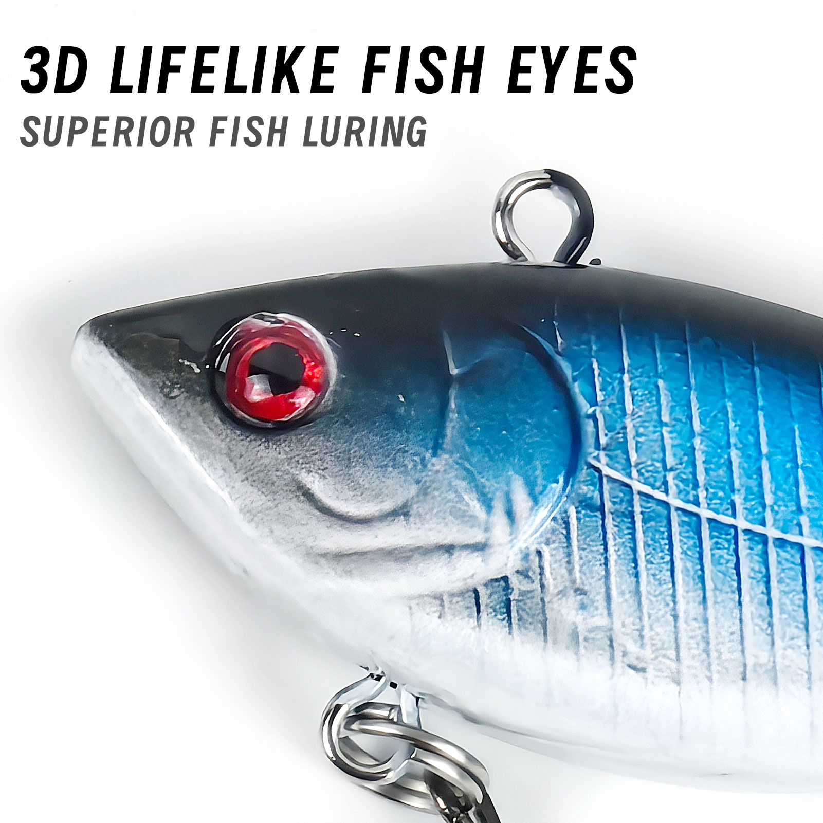 FREE FISHER 10pcs/Lot Fishing VIB Lures,Hard Vibration Lures,Swimbaits with Treble Hook 3D Eyes Artificial Baits for Bass Trout