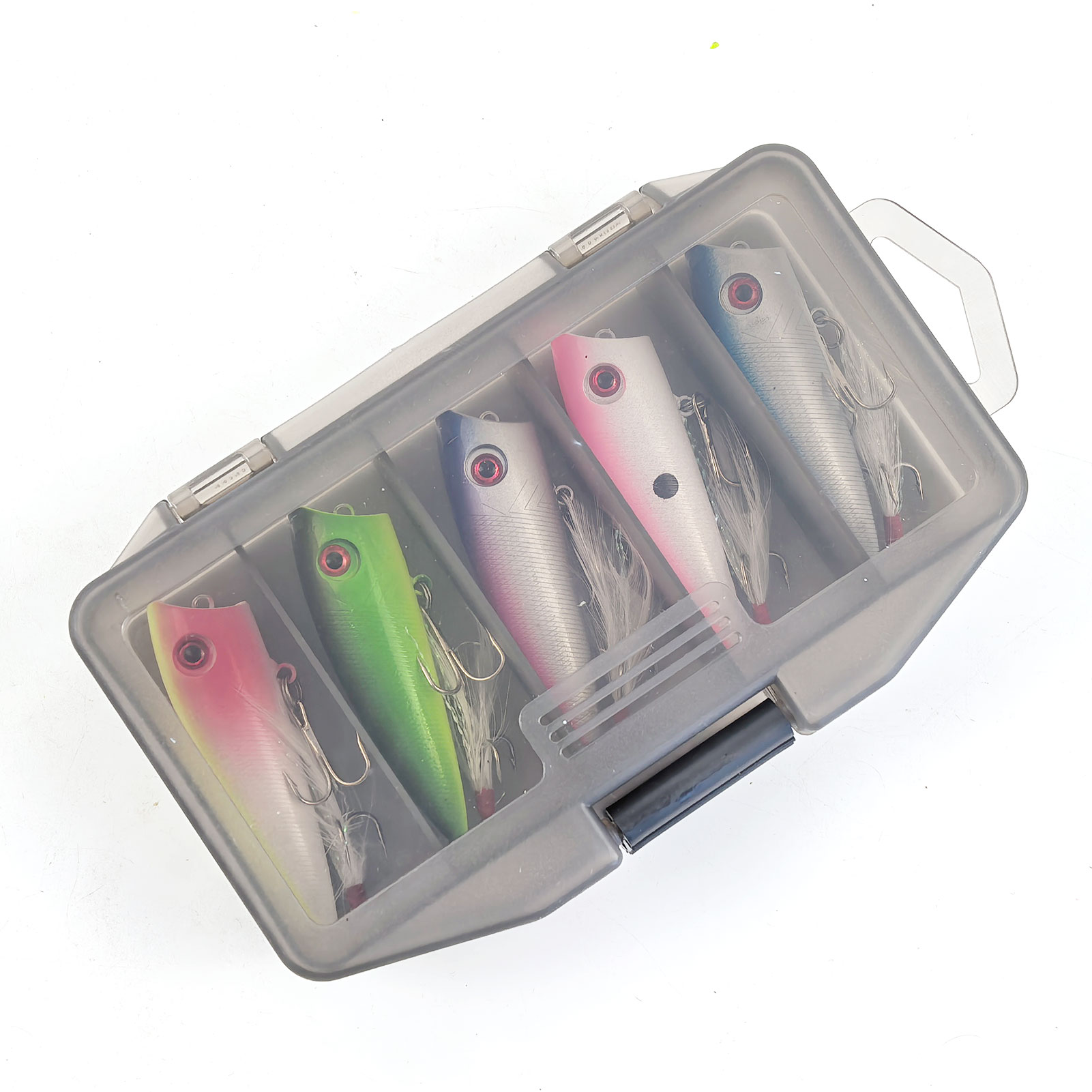 FREE FISHER Fishing Popper Lures,6.5cm 6g Hard Fishing Bait with Feather Treble Hooks,Topwater Rooster Tail Lure Plugs Swimbaits(Pack of 5)