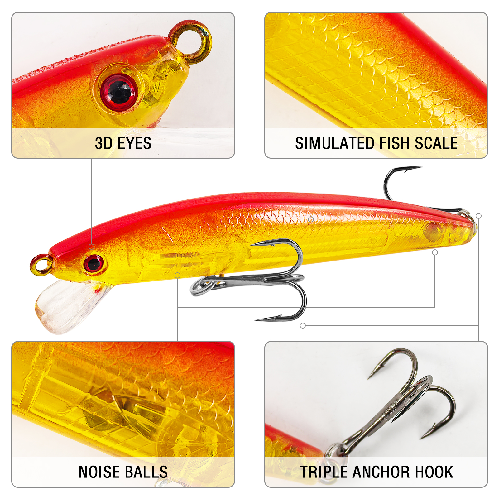 FREE FISHER Fishing Minnow Lures,10pcs/Lot Freshwater Hard Lures,Floating Fishing Swimbaits,Topwater Jerkbaits for Trout Bass