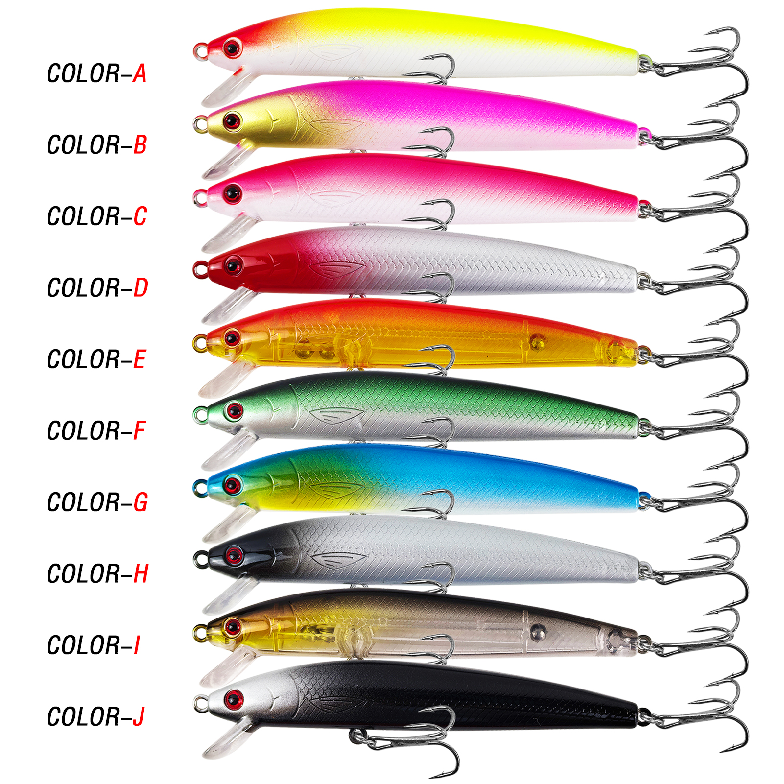FREE FISHER Fishing Minnow Lures,10pcs/Lot Freshwater Hard Lures,Floating Fishing Swimbaits,Topwater Jerkbaits for Trout Bass