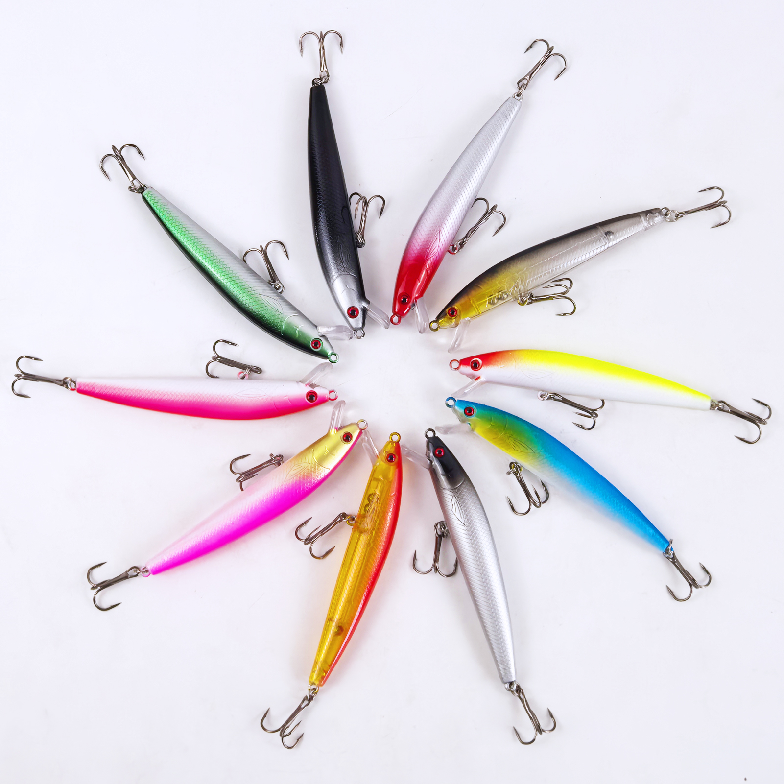 FREE FISHER Fishing Minnow Lures,10pcs/Lot Freshwater Hard Lures,Floating Fishing Swimbaits,Topwater Jerkbaits for Trout Bass