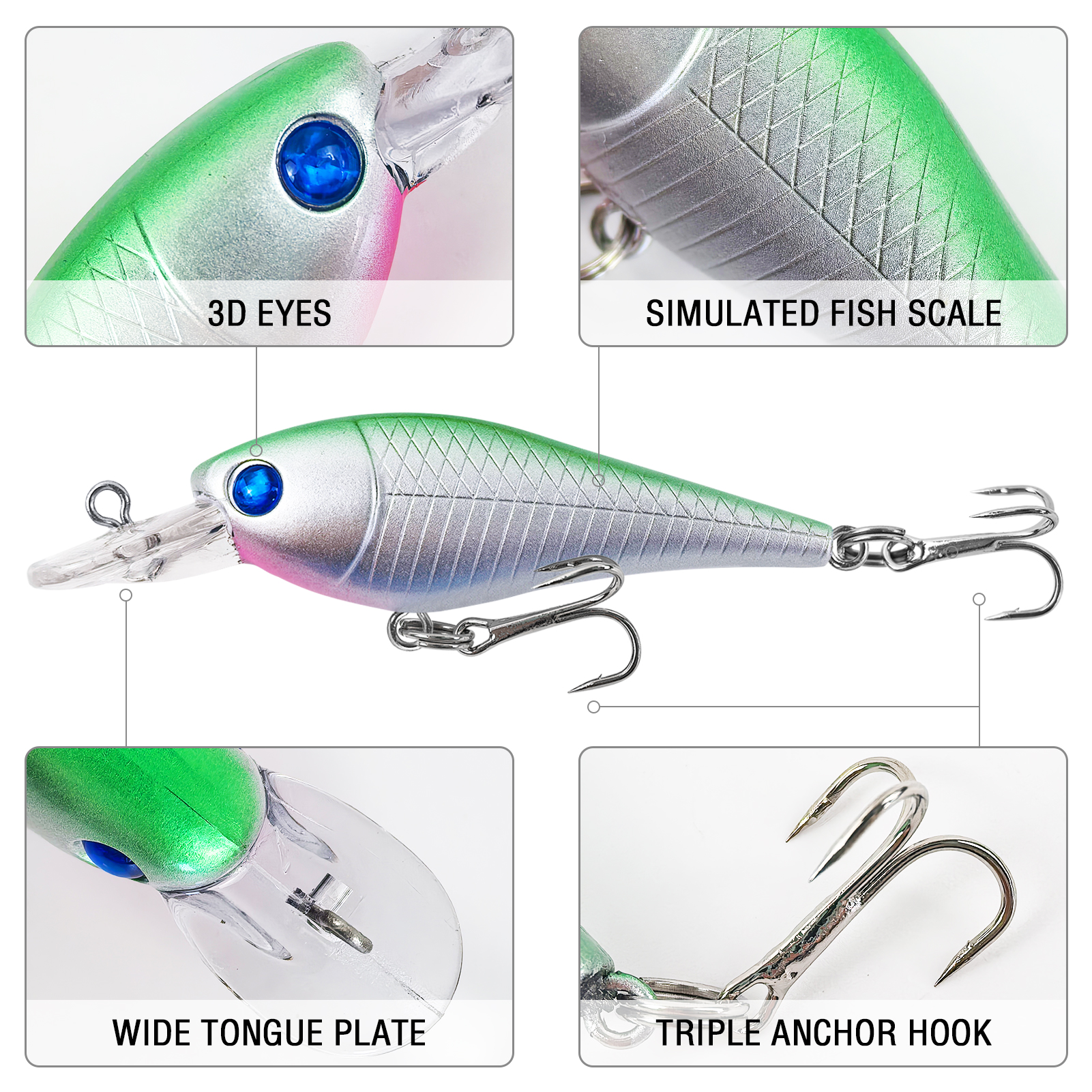 FREE FISHER Fishing Minnow Lures,10pcs/Lot Freshwater Hard Lures,Floating Fishing Swimbaits,Topwater Jerkbaits for Trout Bass