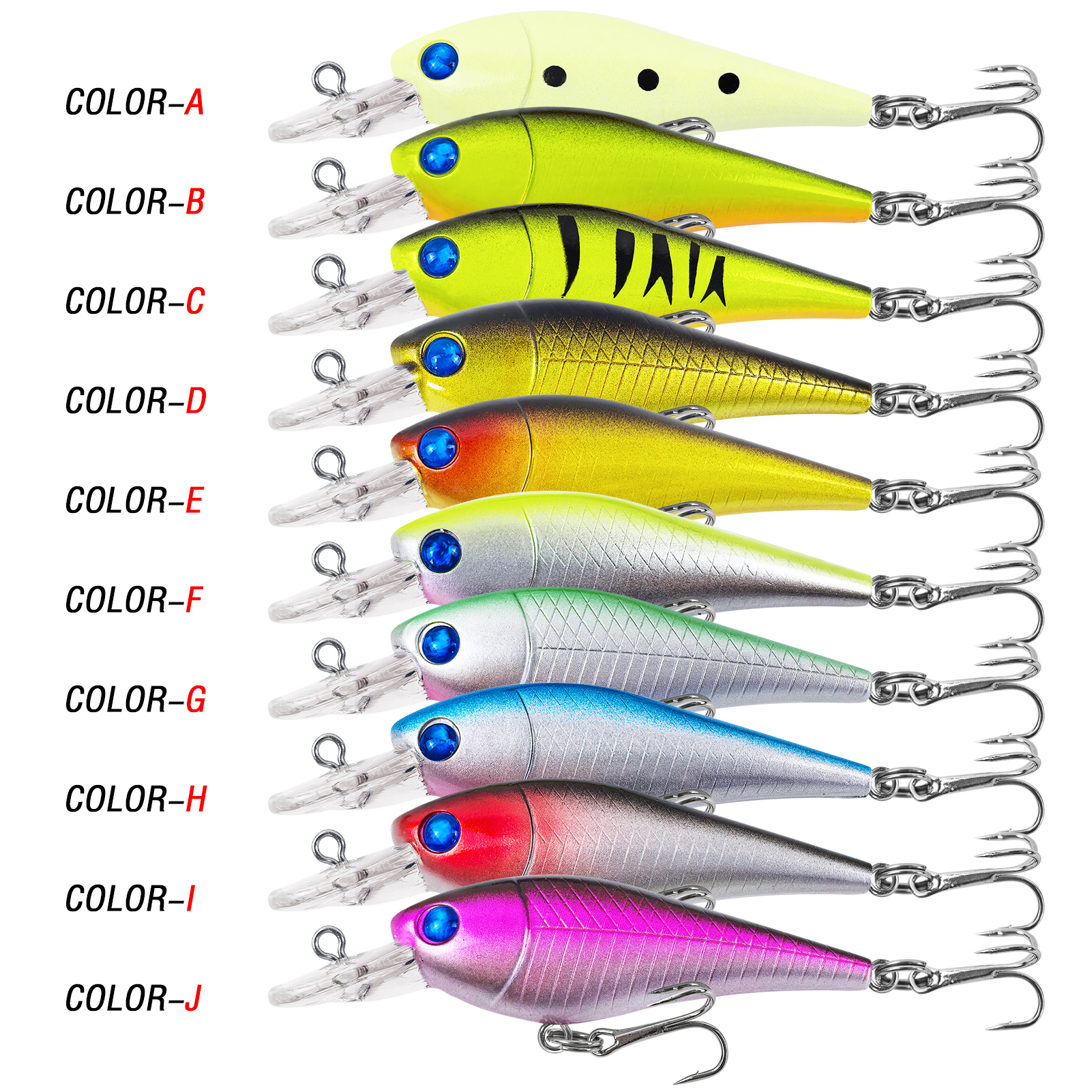 FREE FISHER Fishing Minnow Lures,10pcs/Lot Freshwater Hard Lures,Floating Fishing Swimbaits,Topwater Jerkbaits for Trout Bass