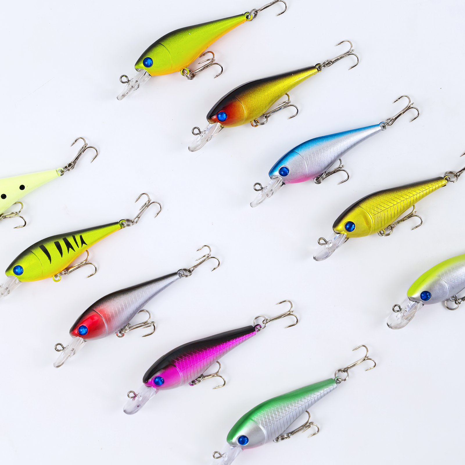 FREE FISHER Fishing Minnow Lures,10pcs/Lot Freshwater Hard Lures,Floating Fishing Swimbaits,Topwater Jerkbaits for Trout Bass